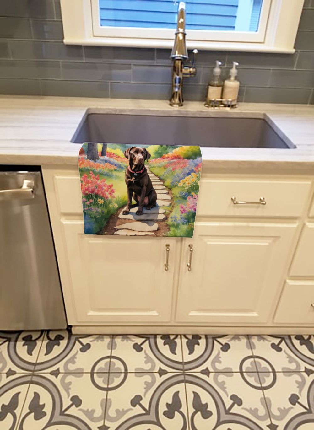 Labrador Retriever Spring Path Kitchen Towel Dish Cloths Guest Hand Towel Decorative Bathroom Towel for Face,Tea, Dishcloth, Kitchen and Bath