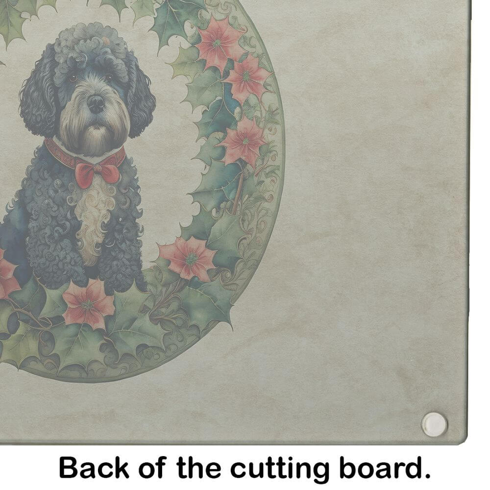 NEW Portuguese Water Dog Christmas Flowers Glass Cutting Board Decorative Tempered Glass Kitchen Cutting and Serving Board Large Size Chopping Board