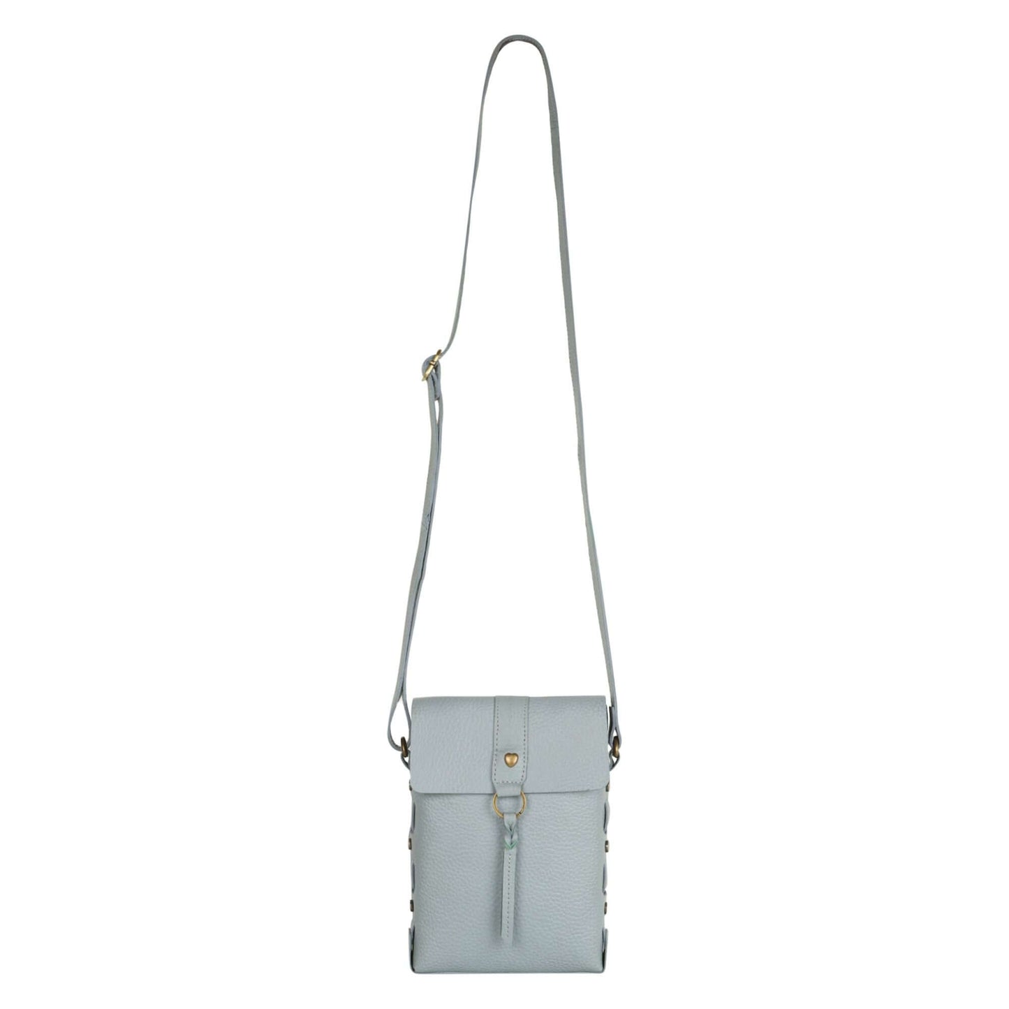 Jane Long crossbody w/ top flap & tassel - Cool Grey