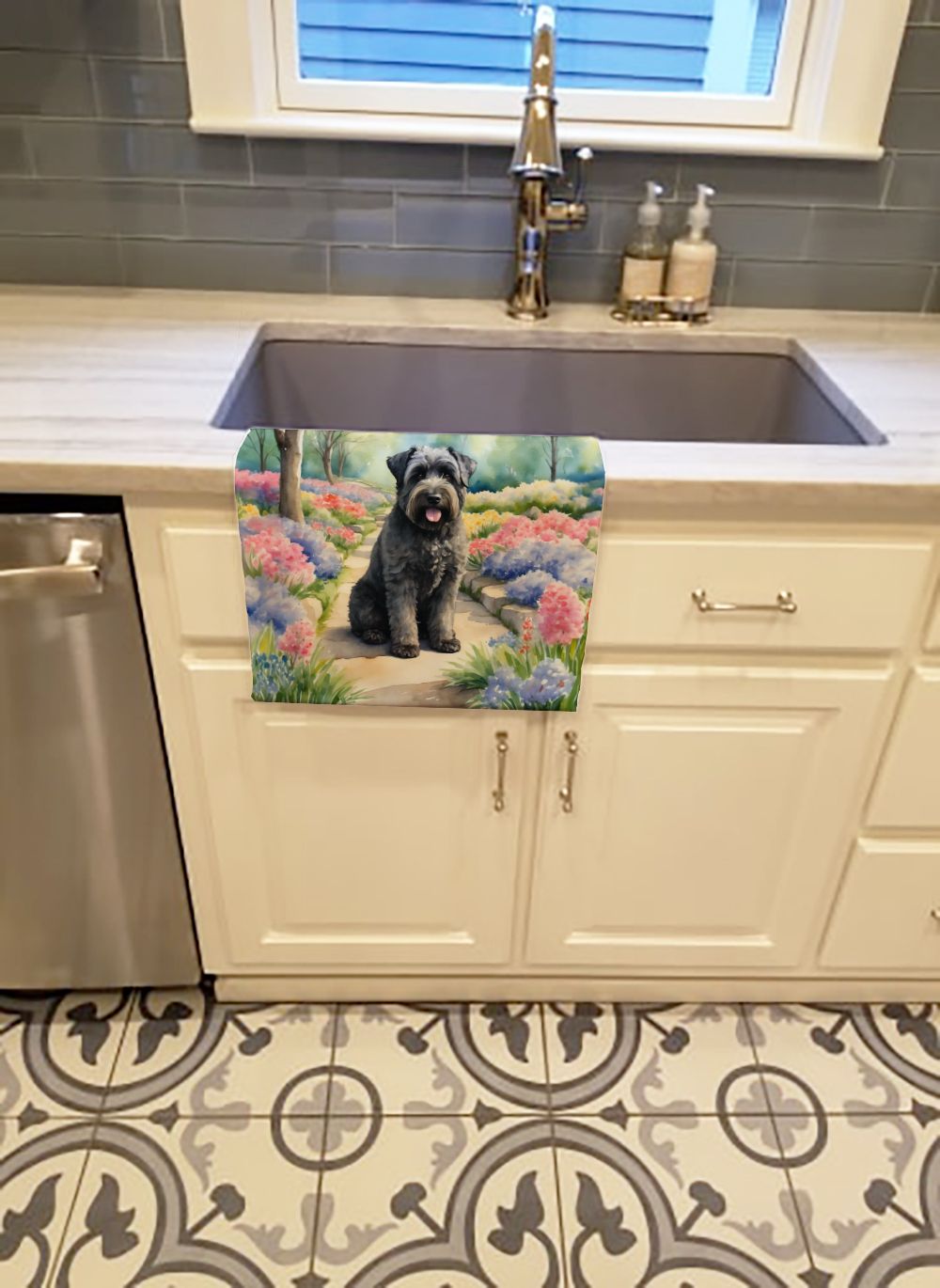 Bouvier des Flandres Spring Path Kitchen Towel Dish Cloths Guest Hand Towel Decorative Bathroom Towel for Face,Tea, Dishcloth, Kitchen and Bath