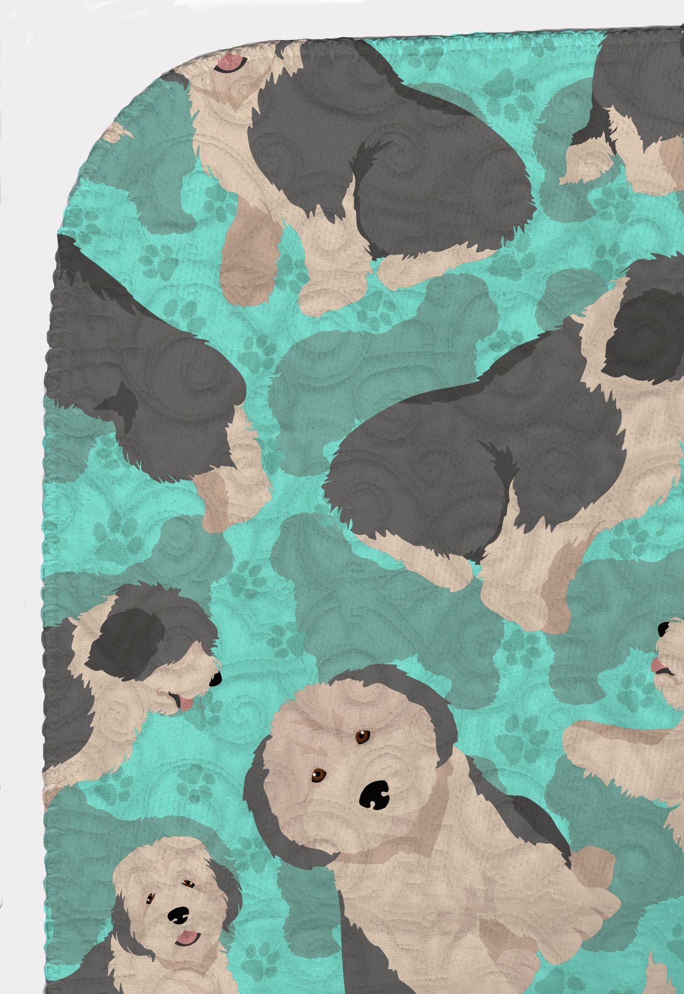 Old English Sheepdog Quilted Blanket 50x60 Artwork Pattern Quilted Throw Blanket for Bed, Couch, Sofa, Soft and Lightweight