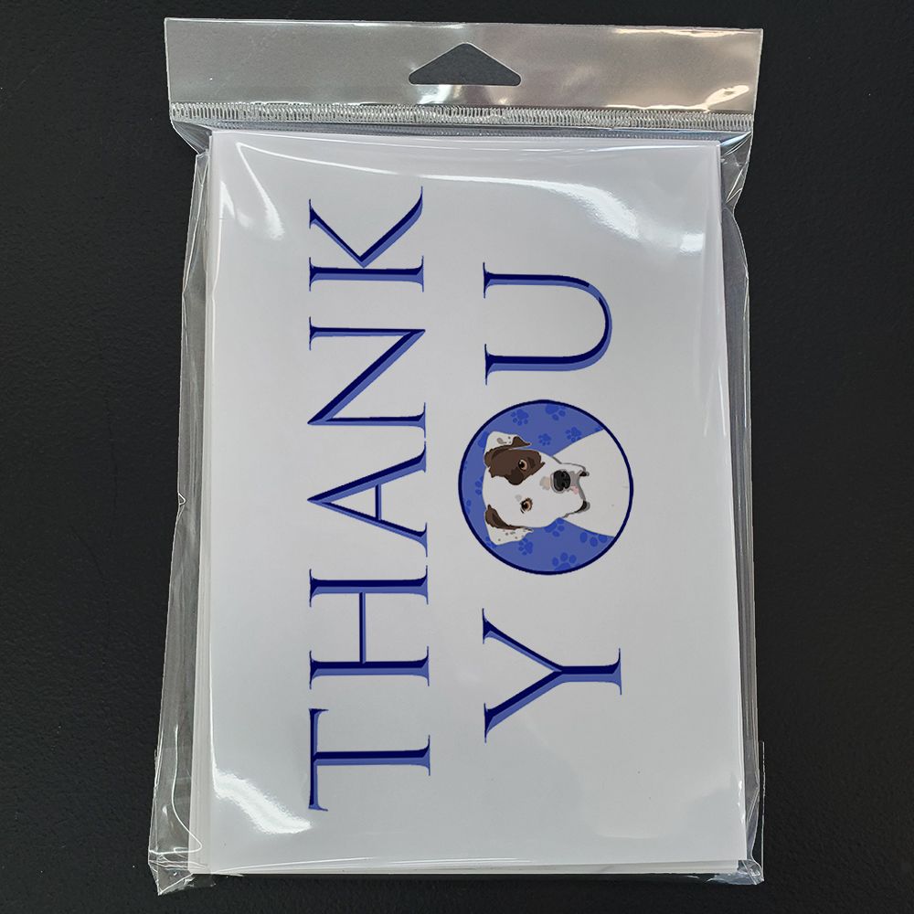 Pit Bull White #3 Thank You Greeting Cards Pack of 8 Blank Cards with Envelopes Whimsical A7 Size 5x7 Blank Note Cards