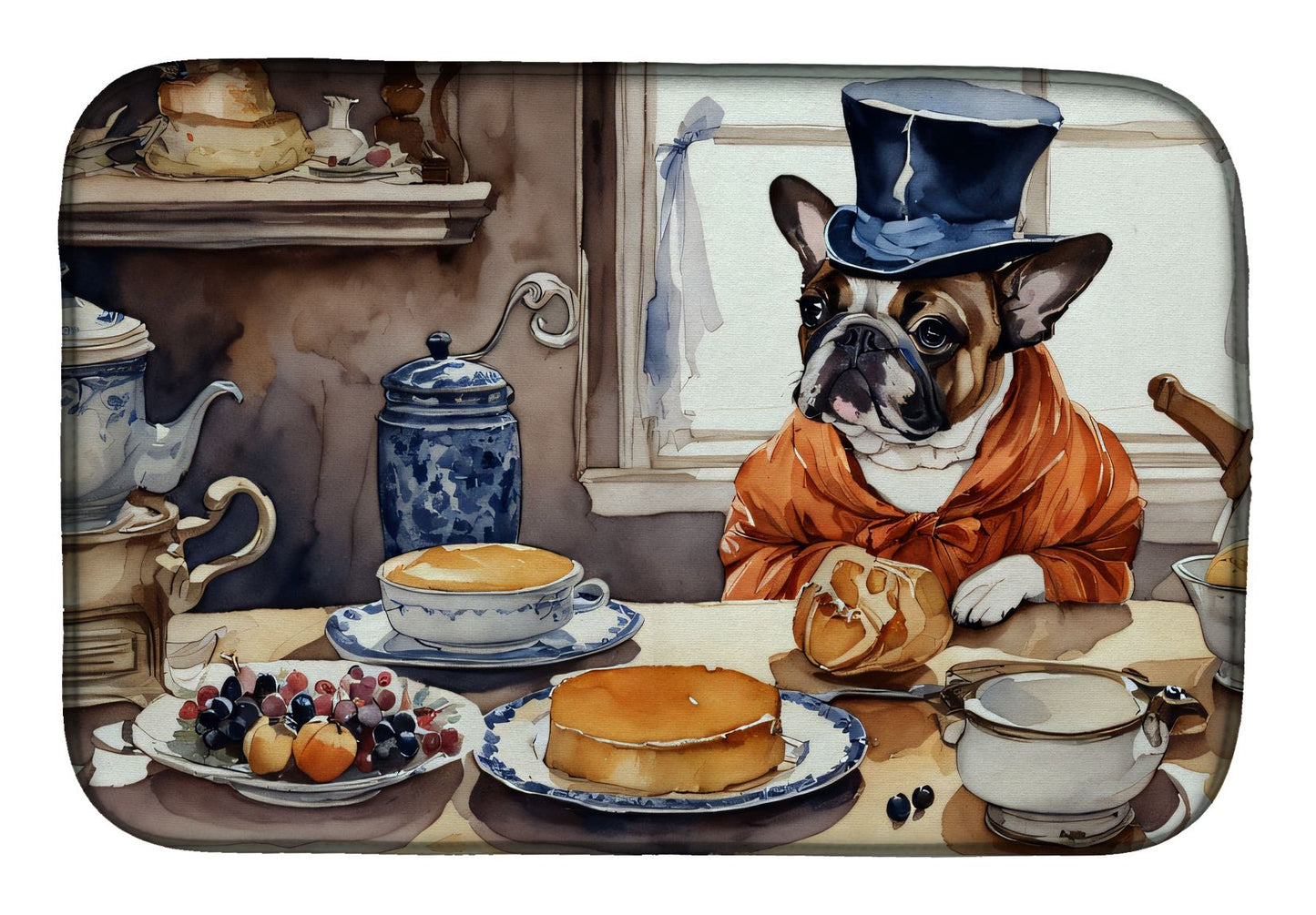 French Bulldog Fall Kitchen Pumpkins Dish Drying Mat Absorbent Dish Drying Mat Pad for Kitchen Counter Dish Drainer Mat for Countertop, 14 x 21", Multicolor