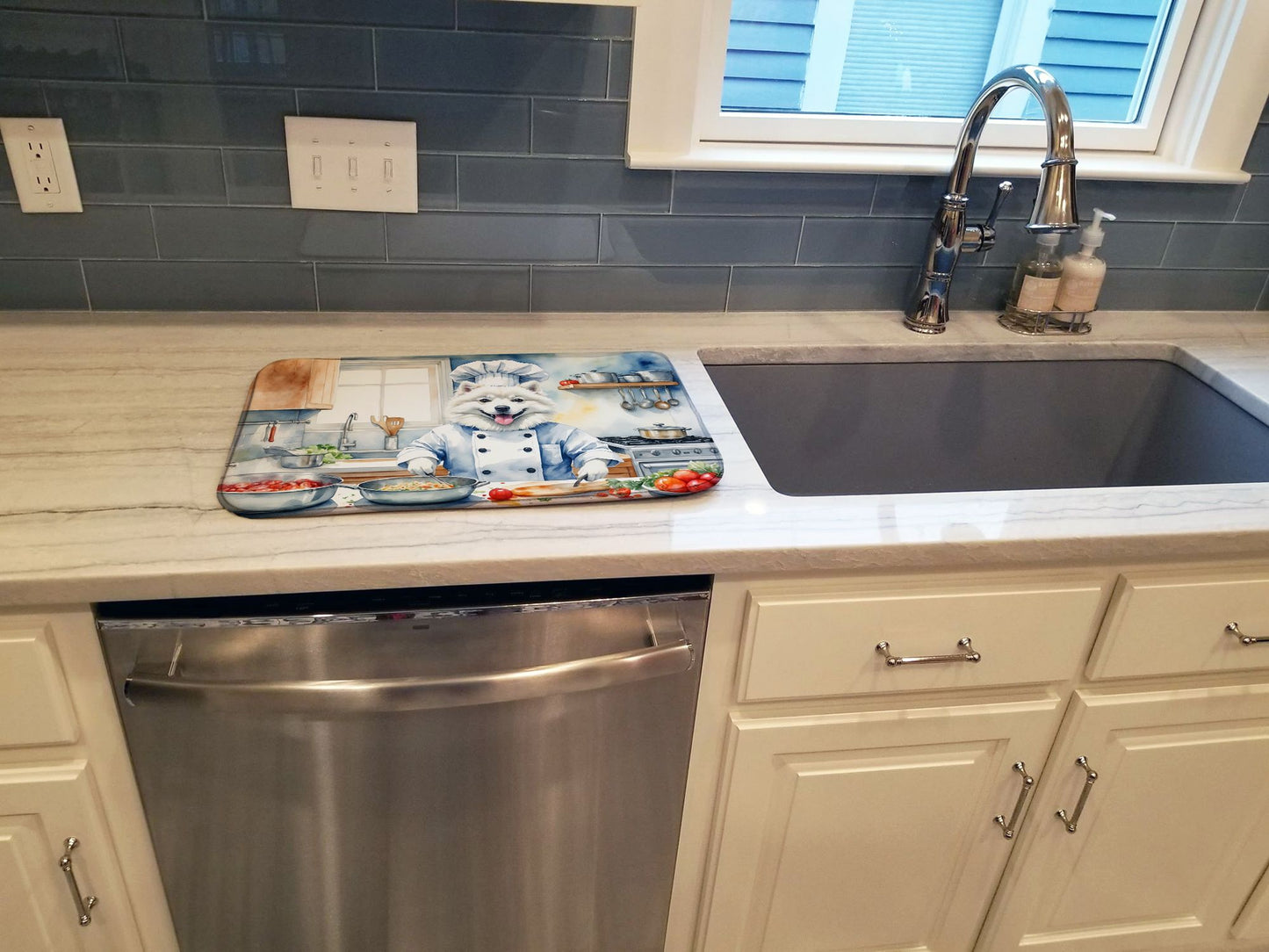 American Eskimo The Chef Dish Drying Mat Absorbent Dish Drying Mat Pad for Kitchen Counter Dish Drainer Mat for Countertop, 14 x 21", Multicolor