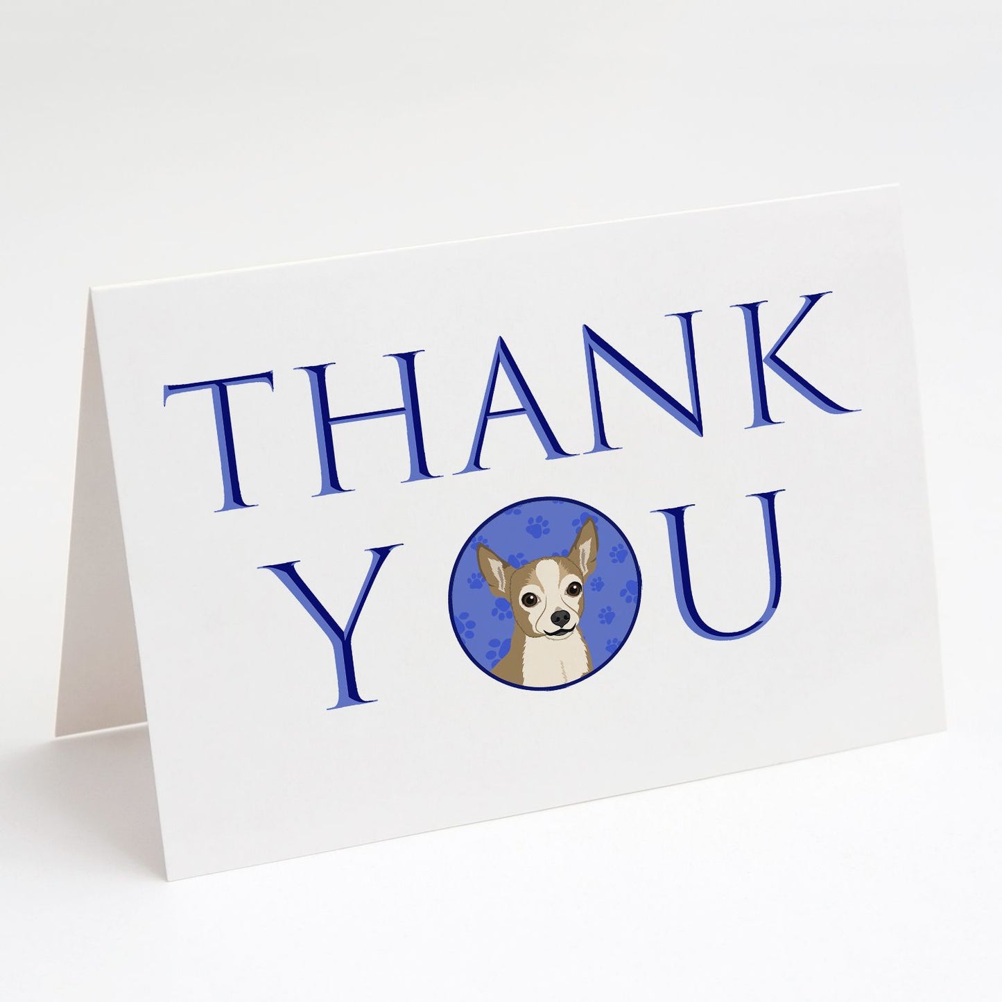 Chihuahua Silver and Tan Thank You Greeting Cards Pack of 8 Blank Cards with Envelopes Whimsical A7 Size 5x7 Blank Note Cards