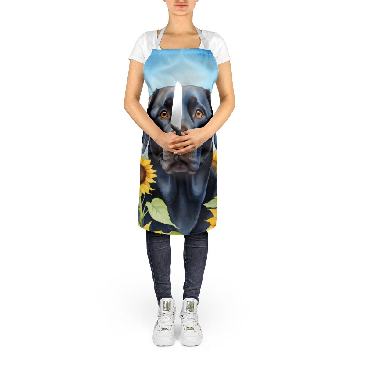 Labrador Retriever in Sunflowers Apron Cooking Kitchen Server Baking Crafts Gardening for Adult Women Men, Unisex, Large, Multicolor