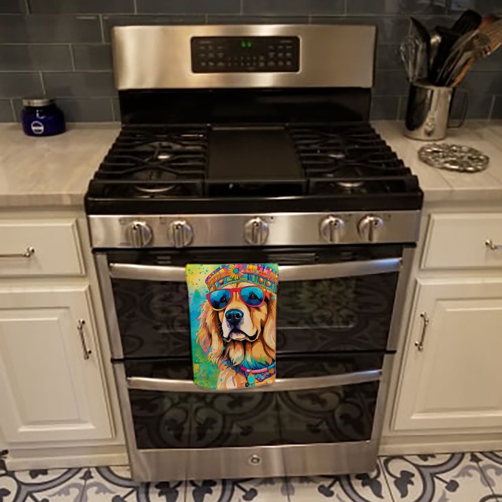 Golden Retriever Hippie Dawg Kitchen Towel Dish Cloths Guest Hand Towel Decorative Bathroom Towel for Face,Tea, Dishcloth, Kitchen and Bath