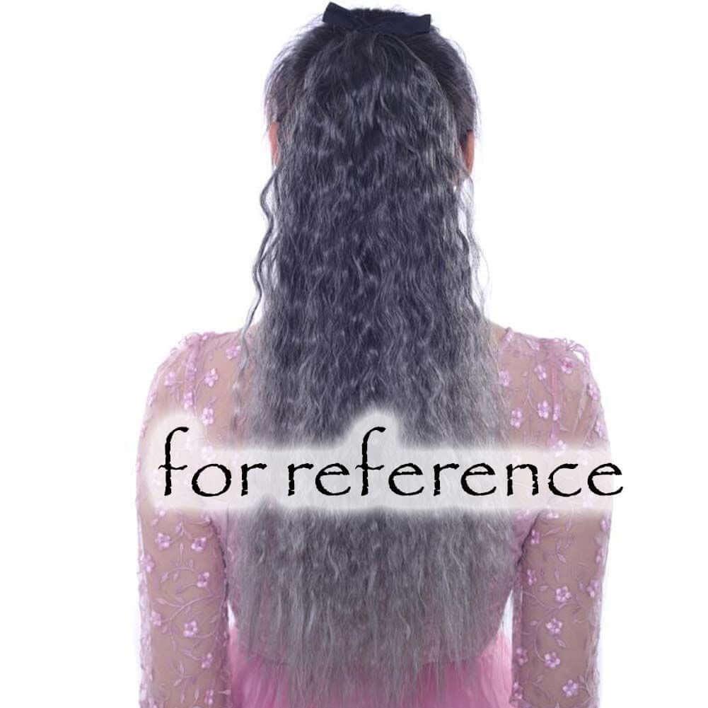 Wavy Curly Wrap Around Ponytail Wig Extension Woman Drawstring Synthetic Hair Extension Fluffy Hairpiece,Black to Grey Halloween Dress Up Cosplay - Clothes For Her Online Store