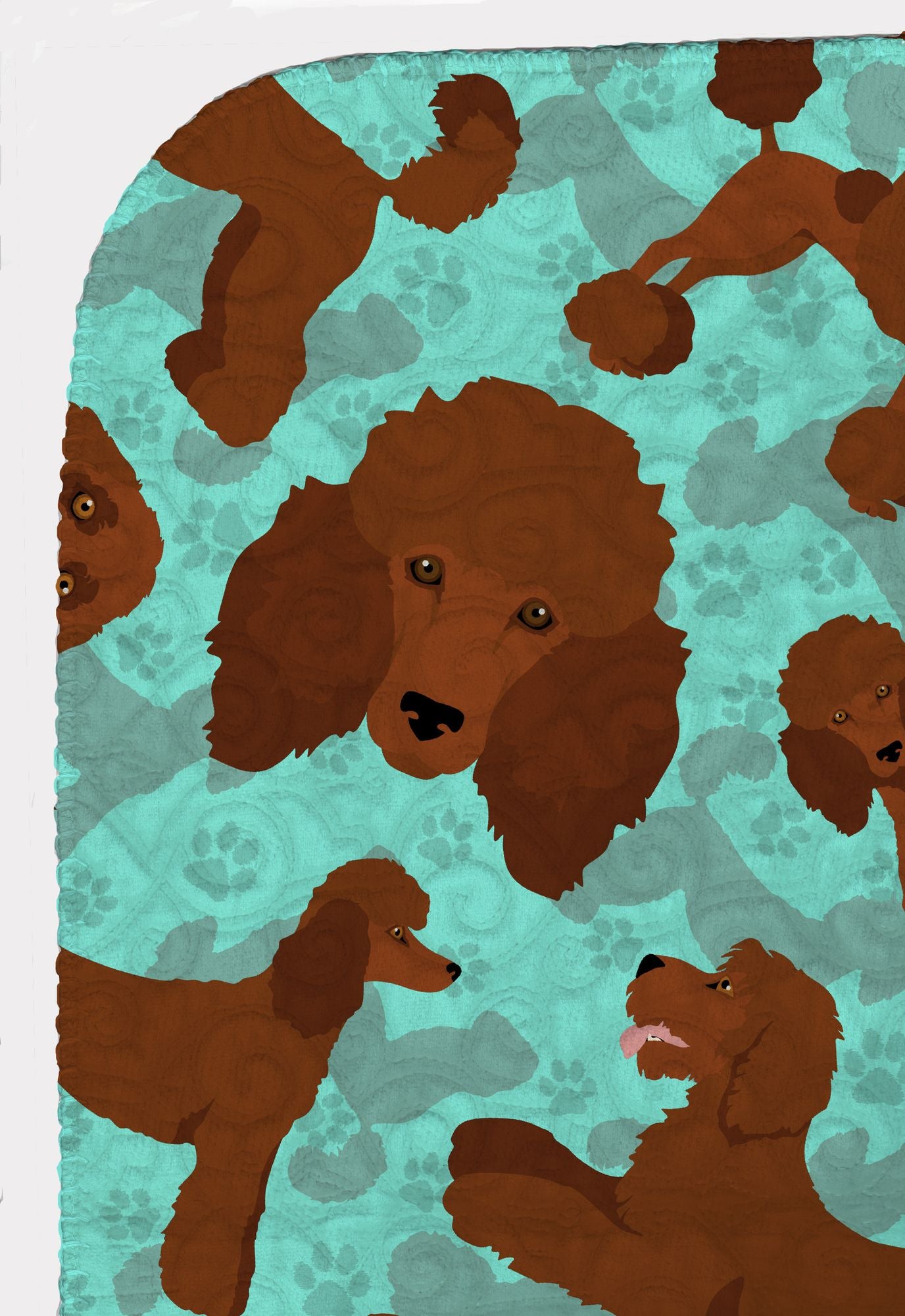 Chocolate Standard Poodle Quilted Blanket 50x60 Artwork Pattern Quilted Throw Blanket for Bed, Couch, Sofa, Soft and Lightweight