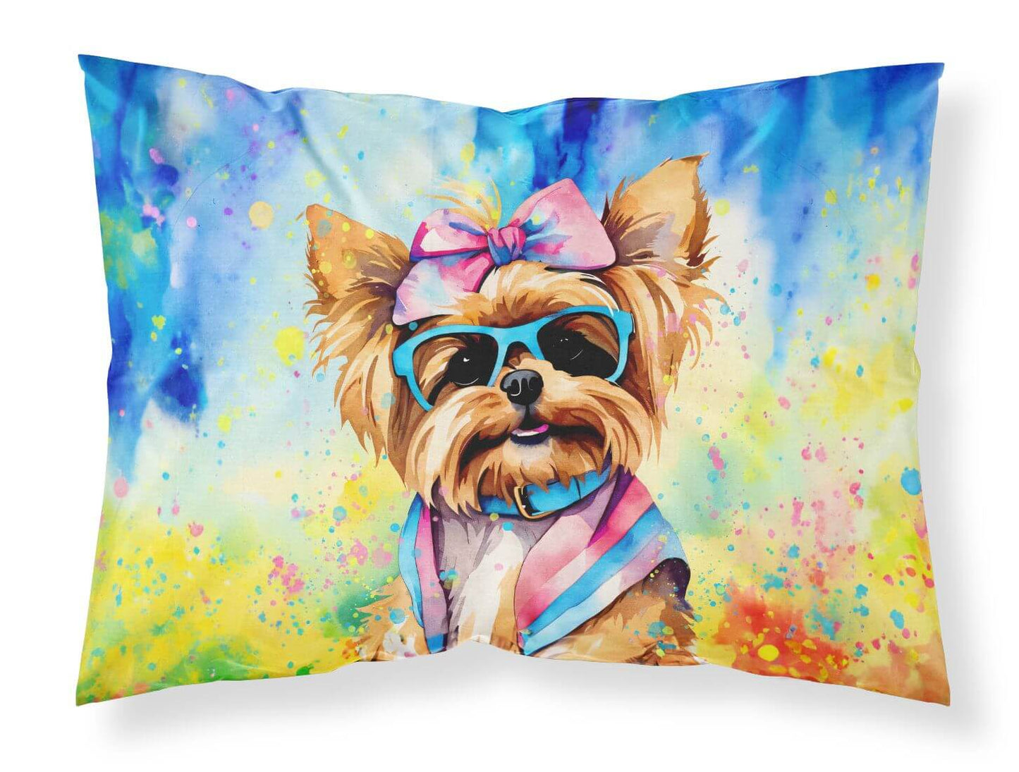 Yorkshire Terrier Hippie Dawg Standard Pillowcase Lightweight Super Soft Easy Care Decorative Artwork Pillowcase, Standard