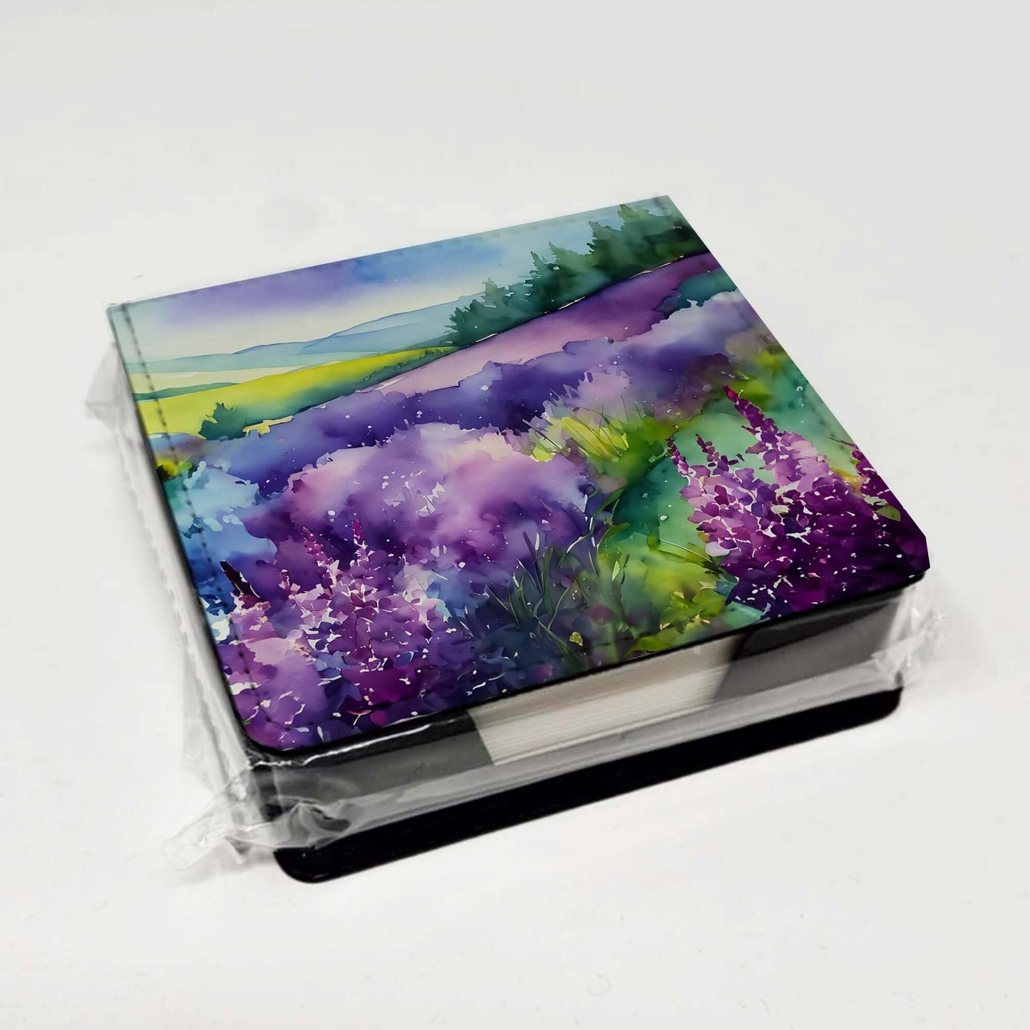 New Hampshire Purple Lilac in Watercolor PU Leather Note Paper Holder with Artist-Designed Cover, Desk Accessory, Office Gift