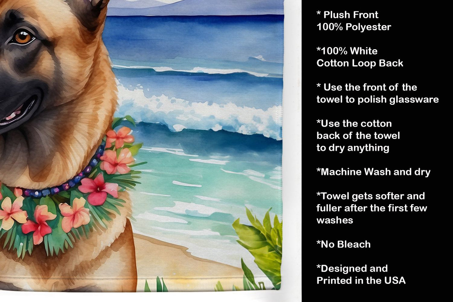 Belgian Malinois Luau Kitchen Towel Dish Cloths Guest Hand Towel Decorative Bathroom Towel for Face,Tea, Dishcloth, Kitchen and Bath