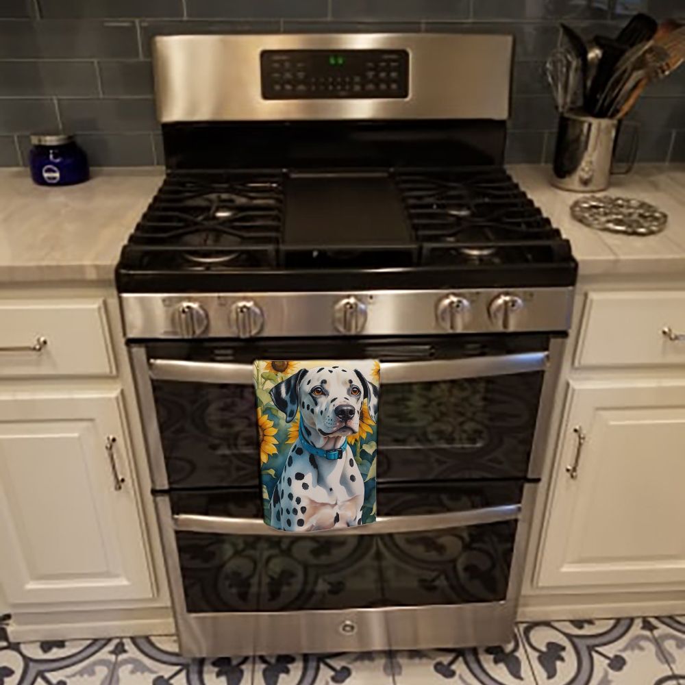 Dalmatian in Sunflowers Kitchen Towel Dish Cloths Guest Hand Towel Decorative Bathroom Towel for Face,Tea, Dishcloth, Kitchen and Bath