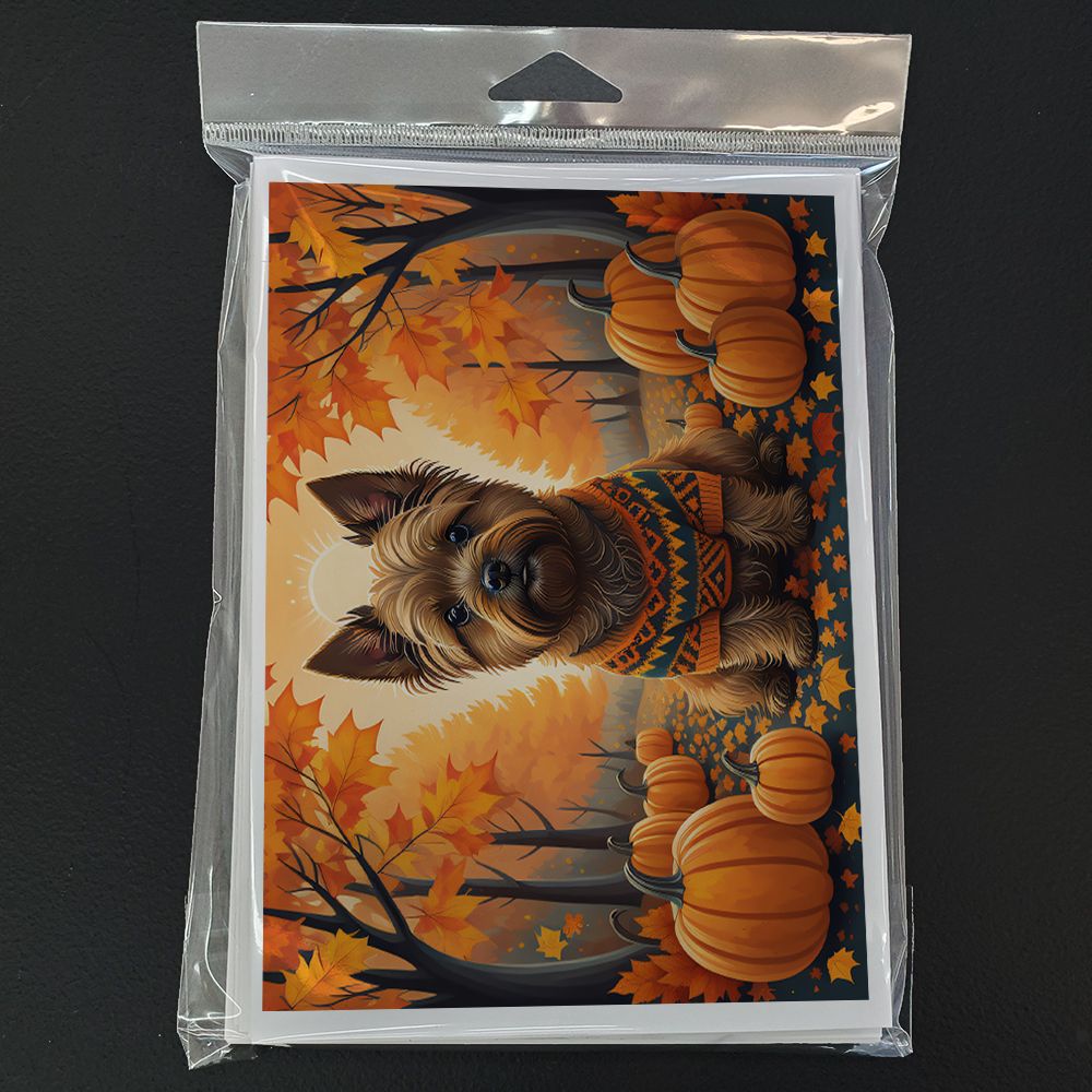 Cairn Terrier Fall Greeting Cards Pack of 8 Blank Cards with Envelopes Whimsical A7 Size 5x7 Blank Note Cards