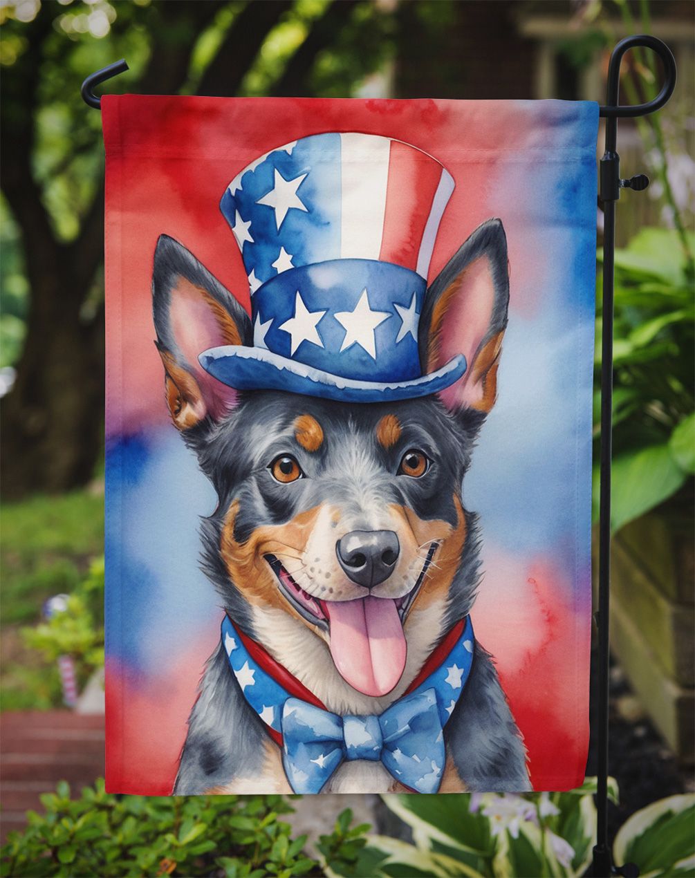 Australian Cattle Dog Patriotic American Garden Flag Mailbox Flag Decorative Yard Flag Banner Outside Patio Artwork Yard Flower Beds, Garden Size, Multicolor