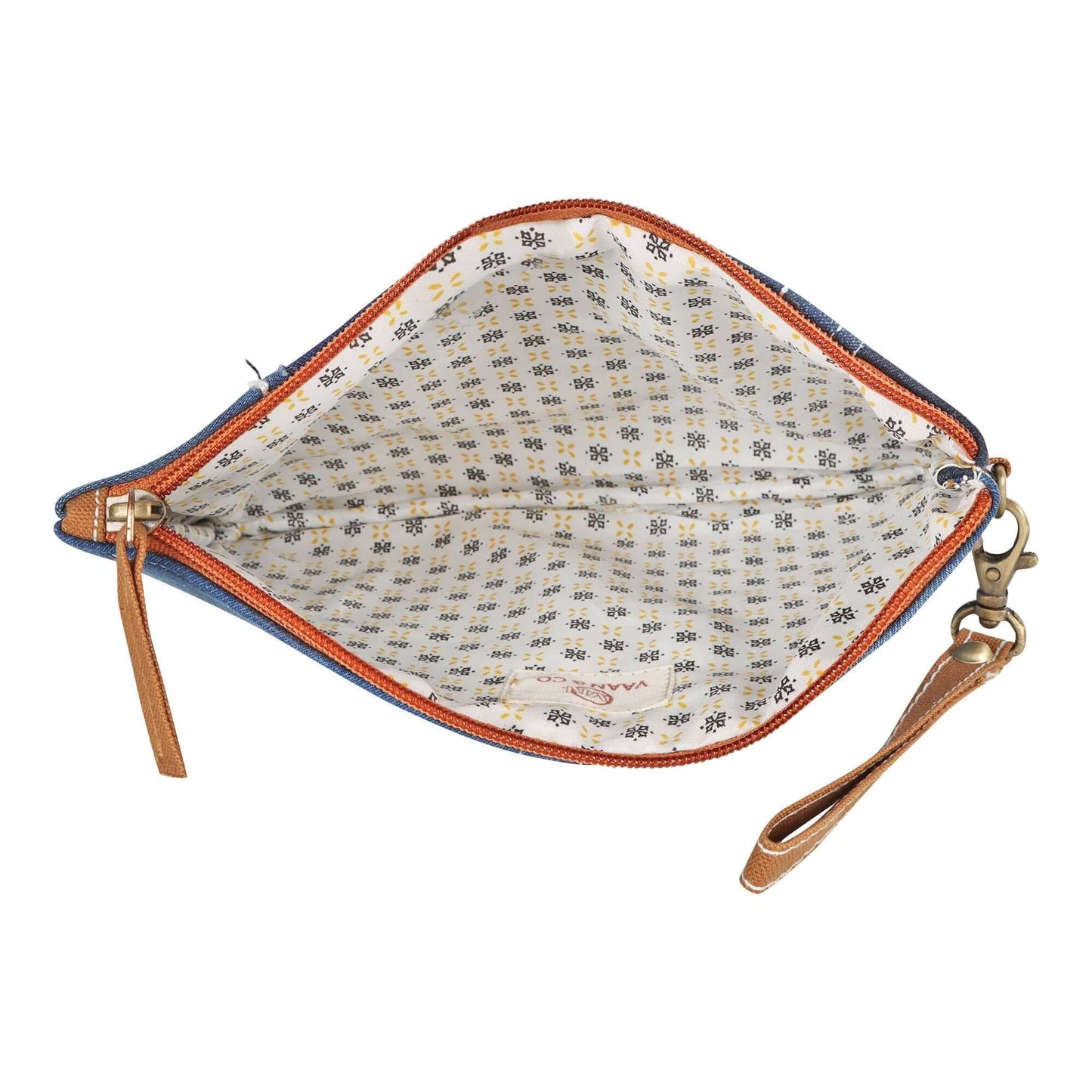 Max Patchwork Denim Wristlet