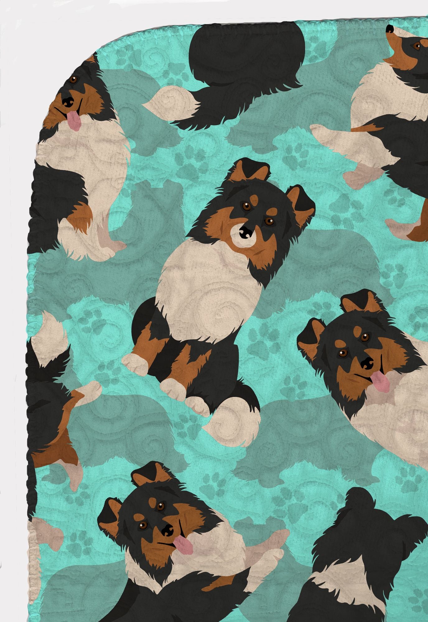 Tricolor Sheltie Quilted Blanket 50x60 Artwork Pattern Quilted Throw Blanket for Bed, Couch, Sofa, Soft and Lightweight