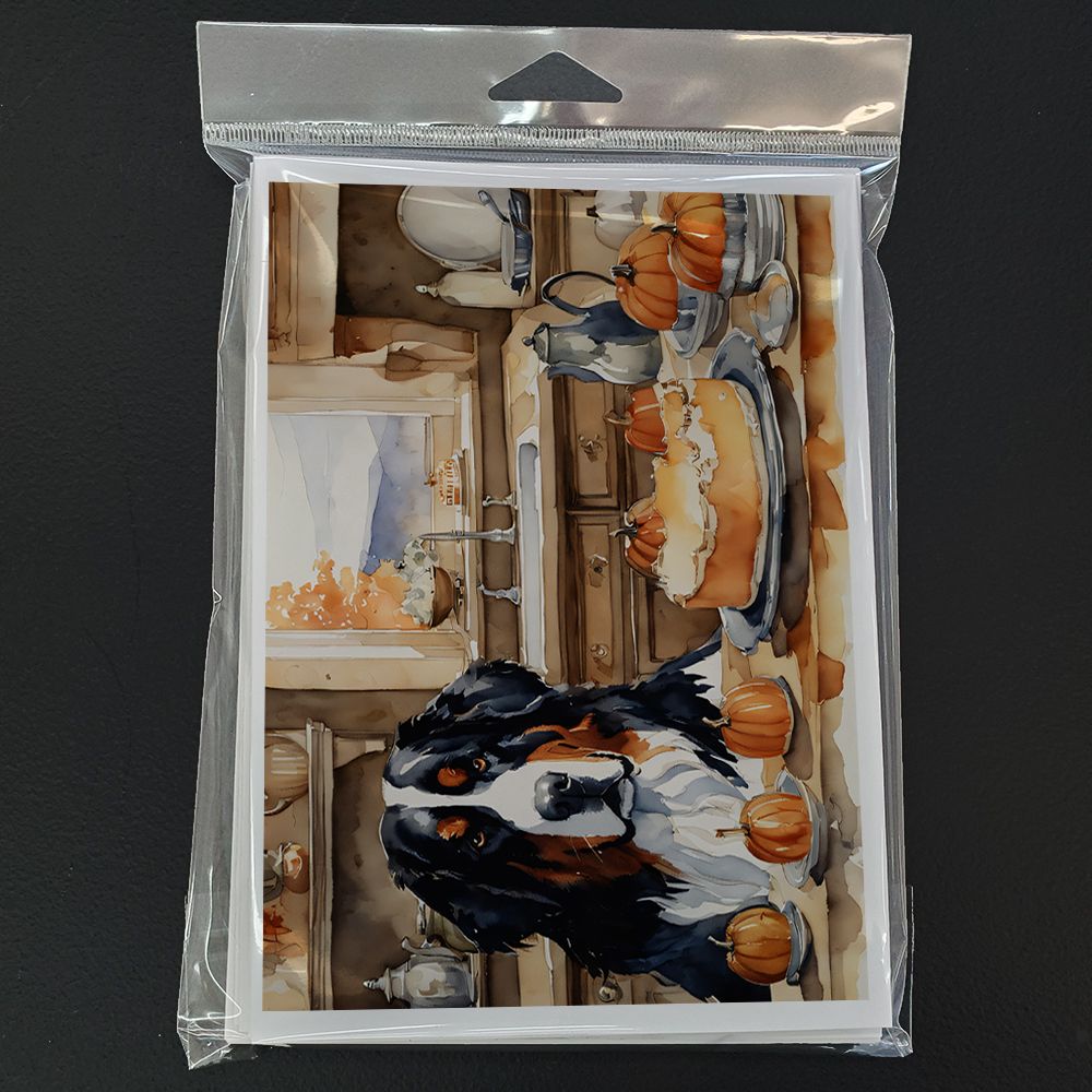 Bernese Mountain Dog Fall Kitchen Pumpkins Greeting Cards Pack of 8 Blank Cards with Envelopes Whimsical A7 Size 5x7 Blank Note Cards