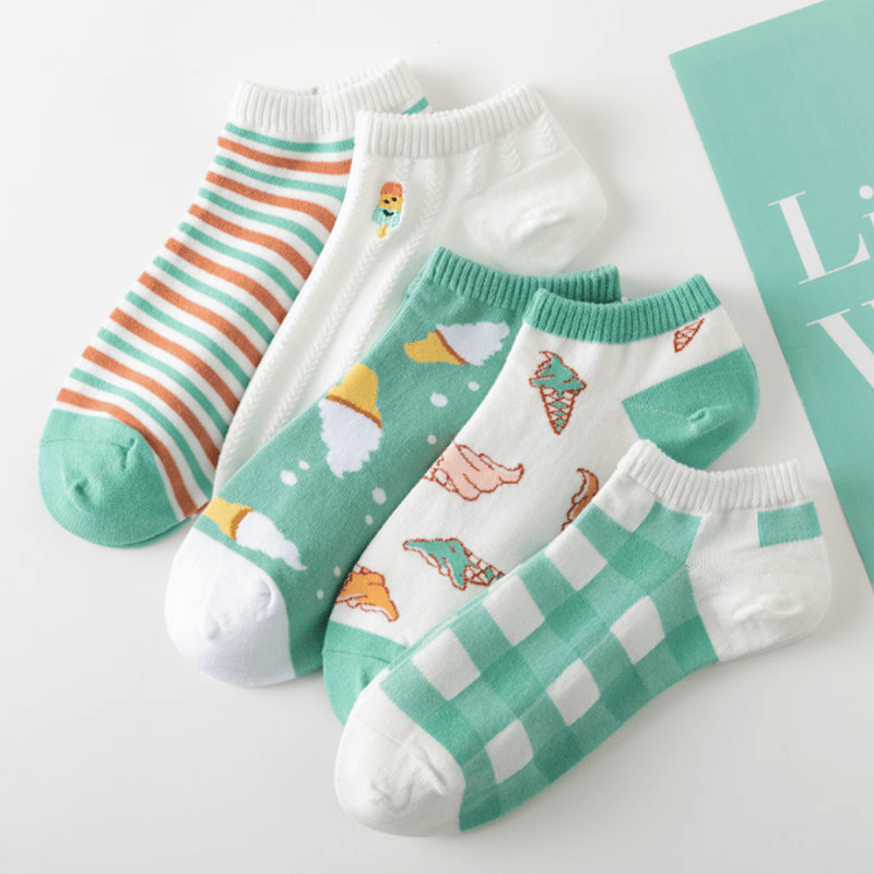 5Pairs Women Socks Short Boat Invisiable Chaussette Femme Skarpety Cotton Ankle Meias Sock Female Breathable Calcetines Mujer