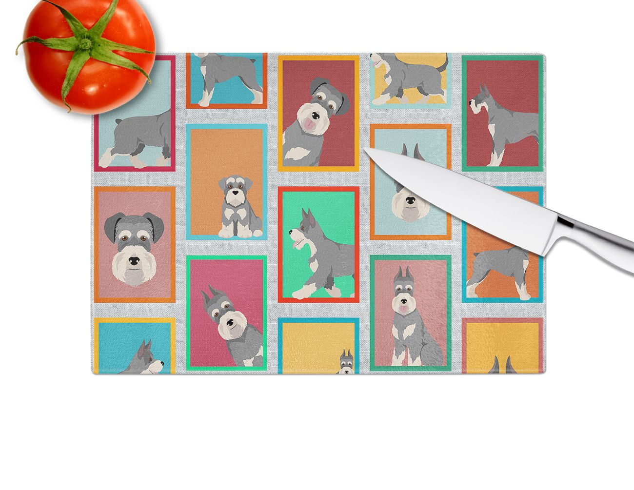 NEW Lots of Schnauzer Glass Cutting Board Decorative Tempered Glass Kitchen Cutting and Serving Board Large Size Chopping Board