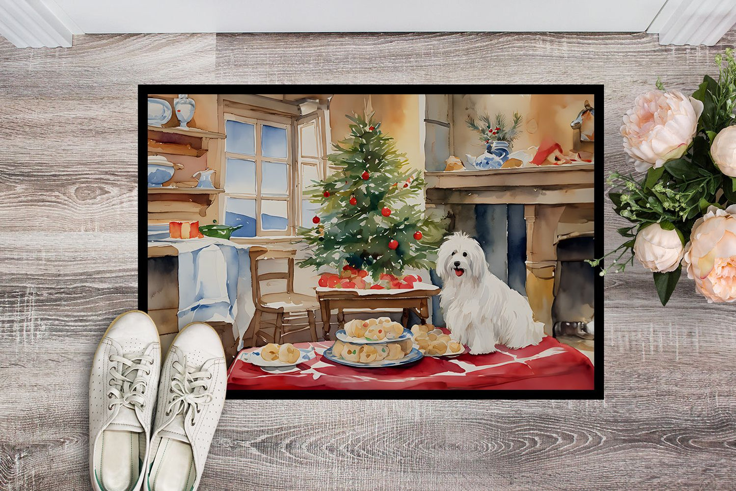 NEW Coton De Tulear Christmas Cookies Doormat Front Door Mat Indoor Outdoor Rugs for Entryway, Non Slip Washable Low Pile, 18H X 27W