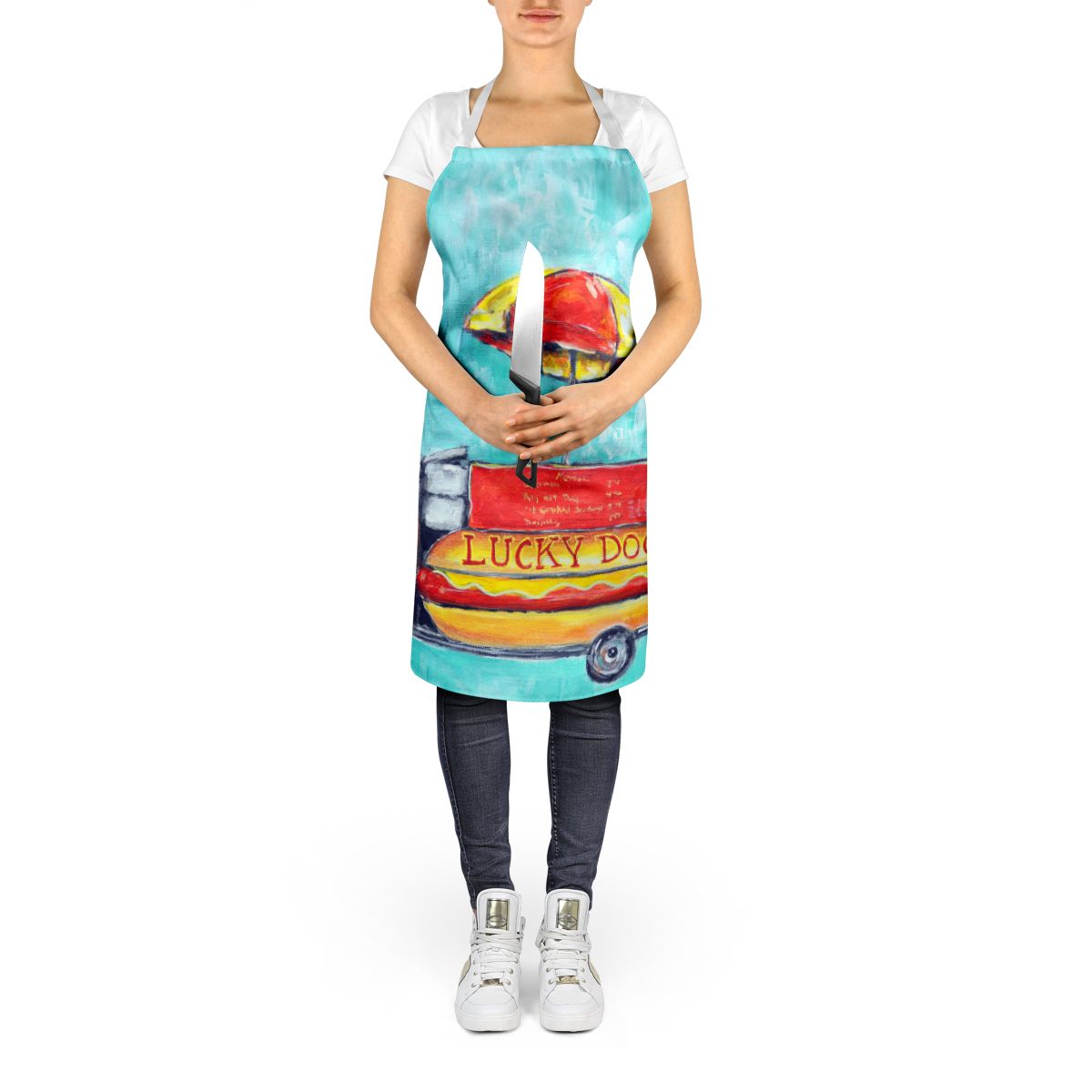Hot Dog Cart Apron Cooking Kitchen Server Baking Crafts Gardening for Adult Women Men, Unisex, Large, Multicolor