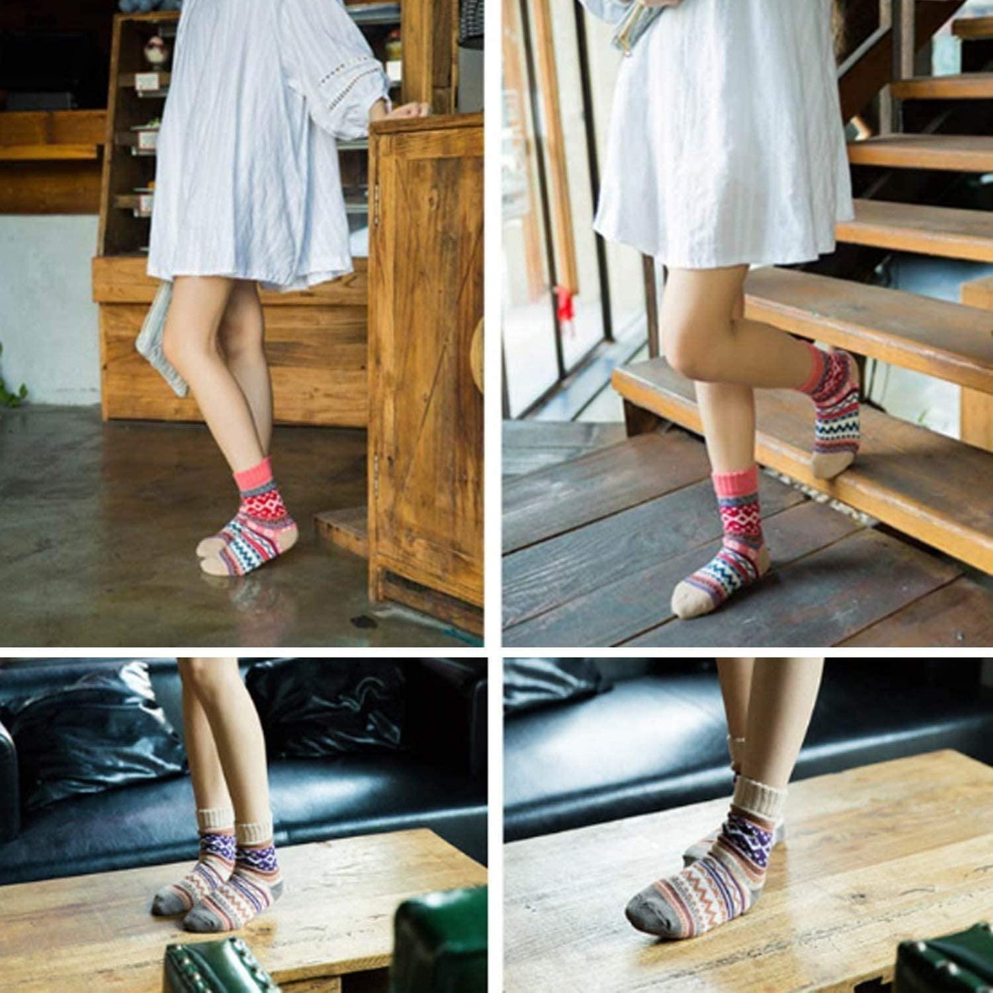 10 Pairs Womens Winter Wool Knit Socks Soft Warm Cozy Thick Vintage Casual Crew Socks Gifts - Clothes For Her Online Store