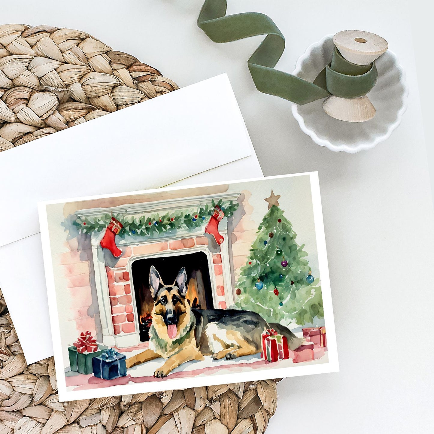 German Shepherd Christmas Greeting Cards Pack of 8 Blank Cards with Envelopes Whimsical A7 Size 5x7 Blank Note Cards