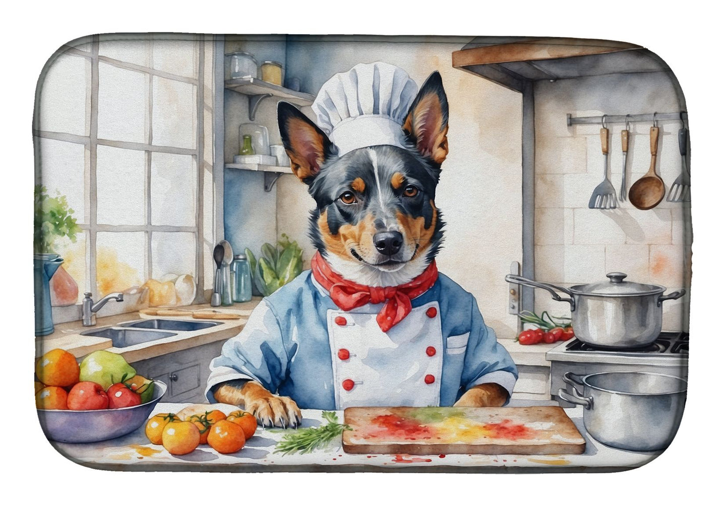 Australian Cattle Dog The Chef Dish Drying Mat Absorbent Dish Drying Mat Pad for Kitchen Counter Dish Drainer Mat for Countertop, 14 x 21", Multicolor