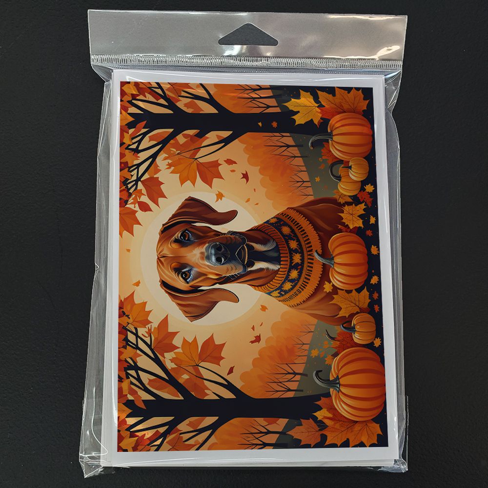 Rhodesian Ridgeback Fall Greeting Cards Pack of 8 Blank Cards with Envelopes Whimsical A7 Size 5x7 Blank Note Cards