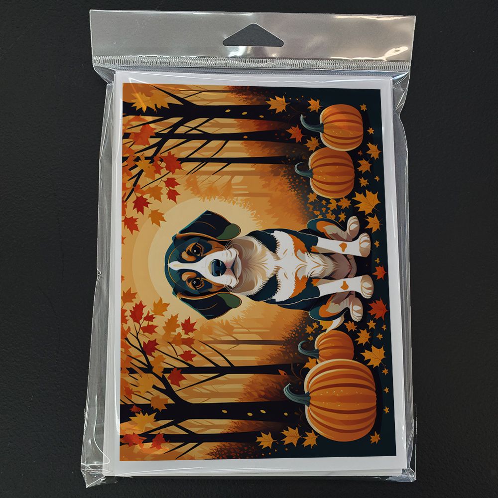 Beagle Fall Greeting Cards Pack of 8 Blank Cards with Envelopes Whimsical A7 Size 5x7 Blank Note Cards