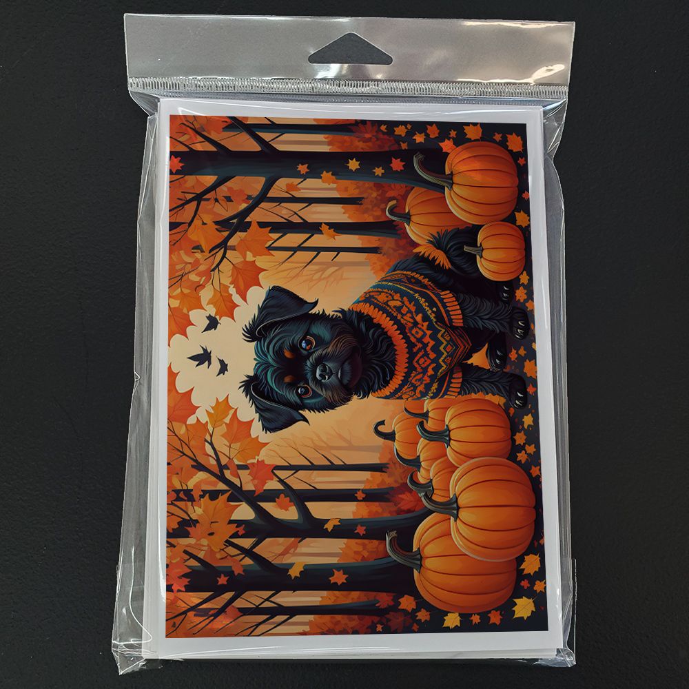 Affenpinscher Fall Greeting Cards Pack of 8 Blank Cards with Envelopes Whimsical A7 Size 5x7 Blank Note Cards