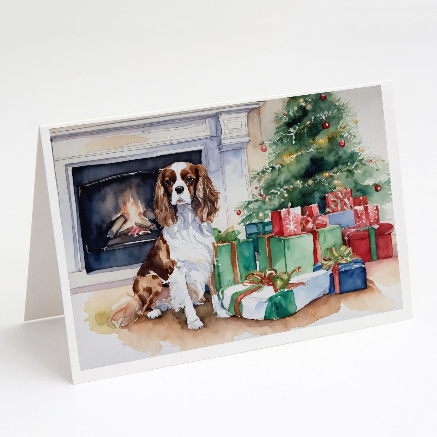 Cavalier Spaniel Christmas Greeting Cards Pack of 8 Blank Cards with Envelopes Whimsical A7 Size 5x7 Blank Note Cards