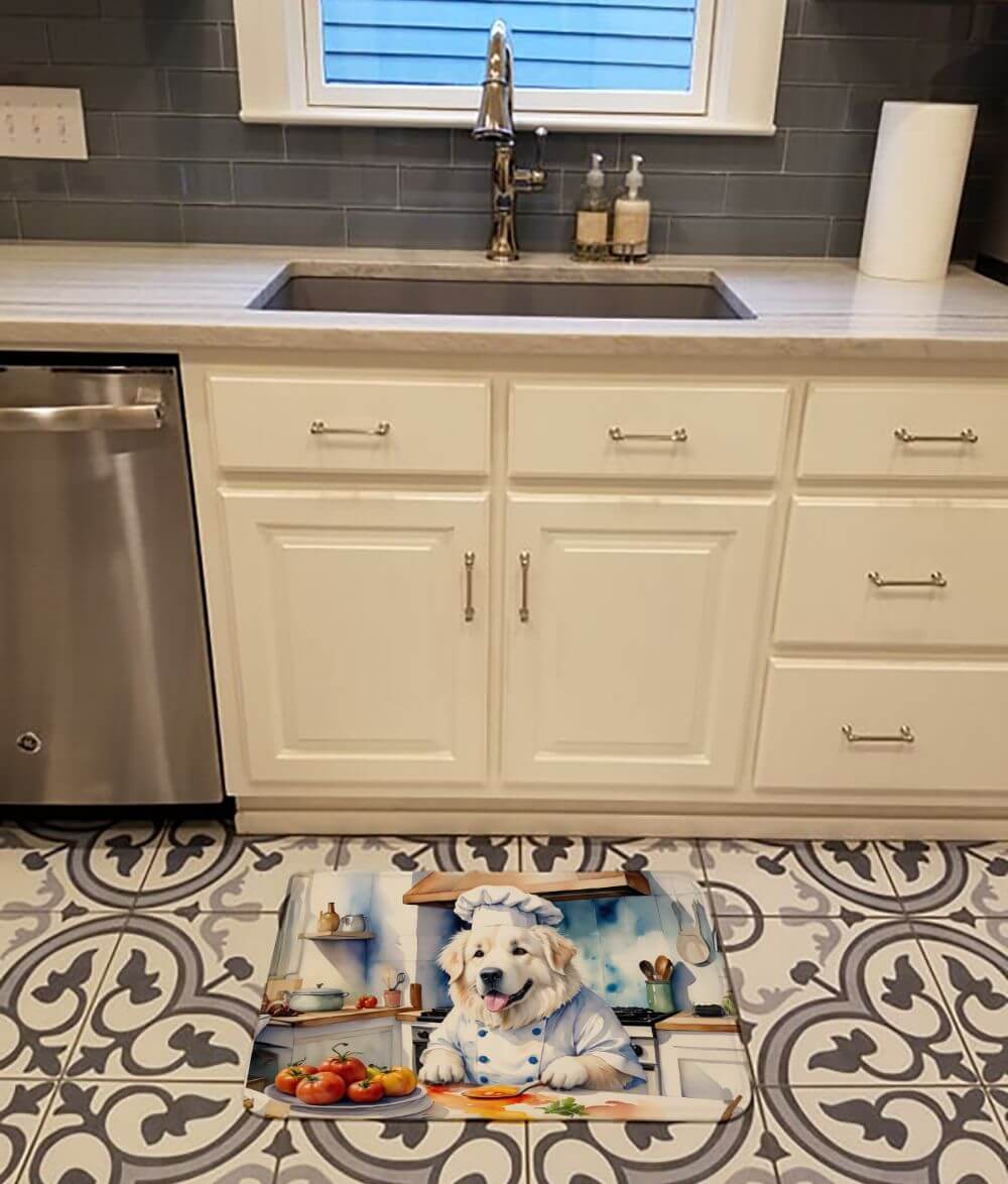 Great Pyrenees The Chef Memory Foam Kitchen Mat Machine Washable Anti-Fatigue Mat Cushion Comfort Bath Mat or Kitchen Rug