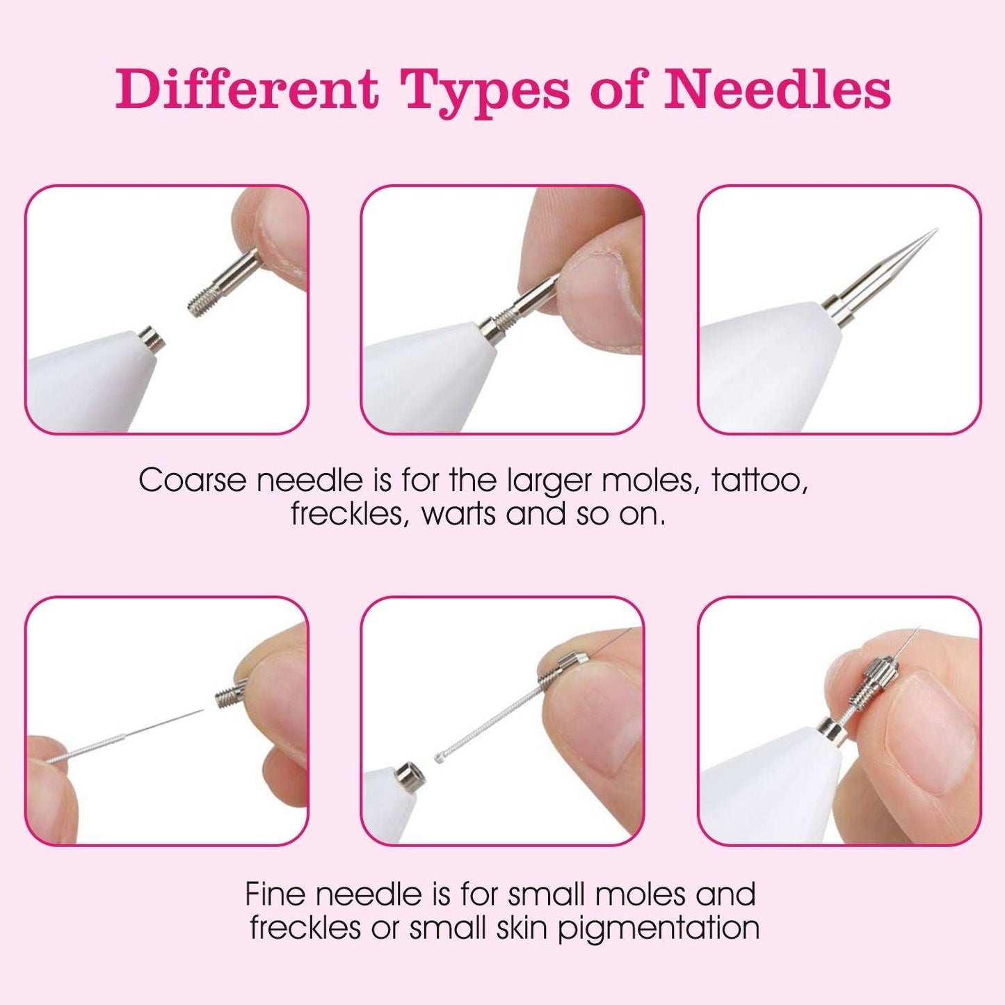 Skin Tag Repair Kit Portable Beauty Equipment Multi-Level with Home Usage USB Charging LCD Level Adjustable 6 Replaceable Needles - Clothes For Her Online Store