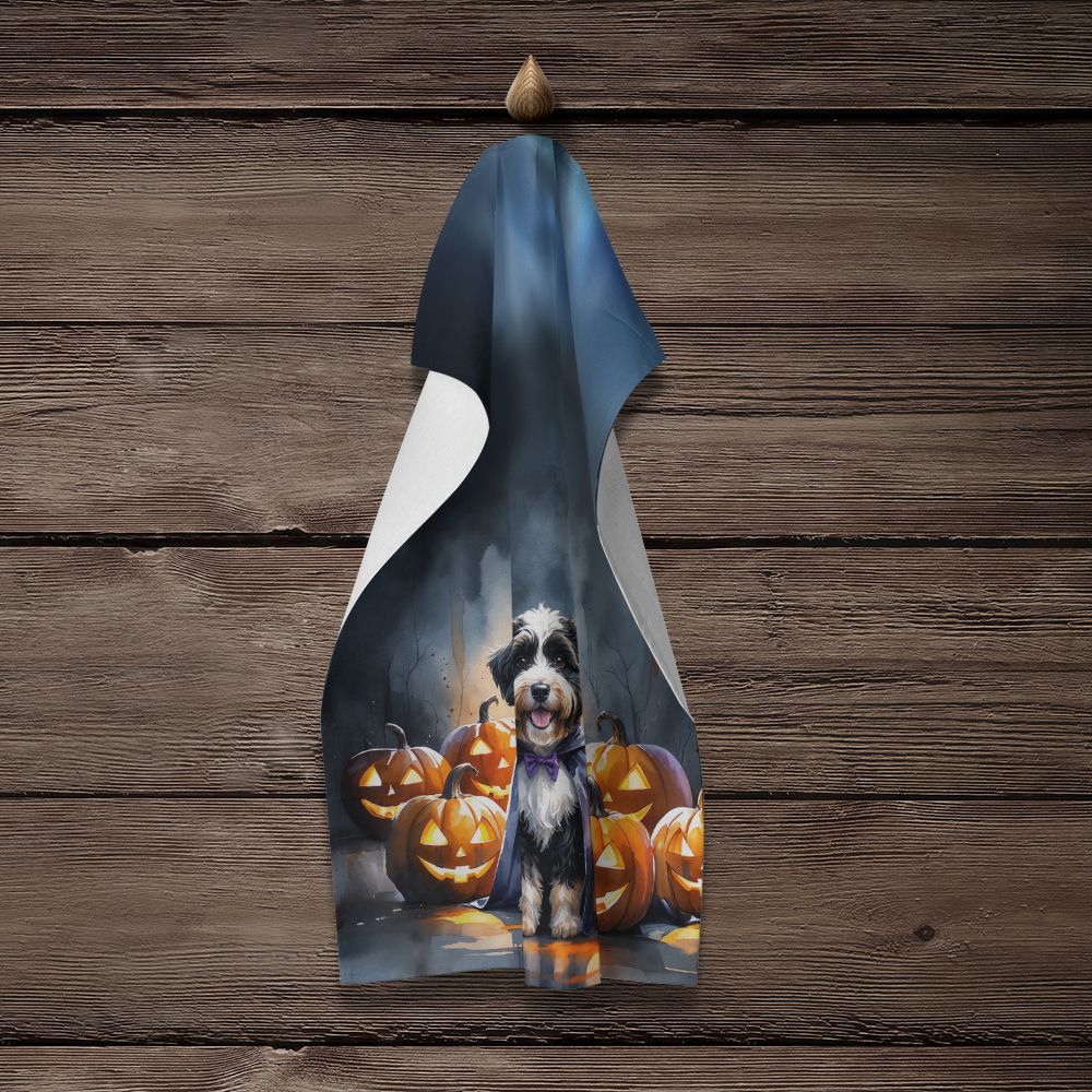 Bernedoodle Puppy Halloween Kitchen Towel Dish Cloths Guest Hand Towel Decorative Bathroom Towel for Face,Tea, Dishcloth, Kitchen and Bath