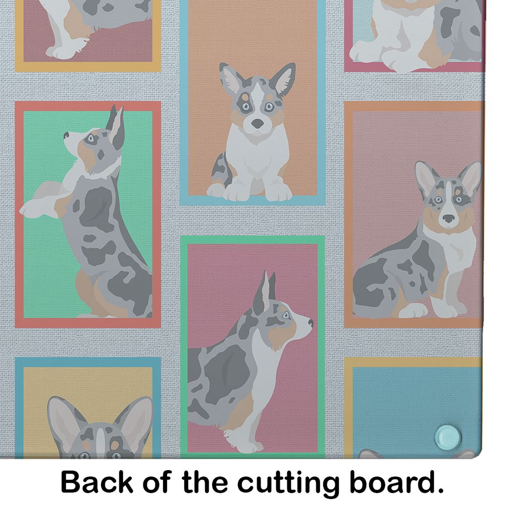 NEW Lots of Blue Merle Welsh Cardigan Corgi Glass Cutting Board Decorative Tempered Glass Kitchen Cutting and Serving Board Large Size Chopping Board