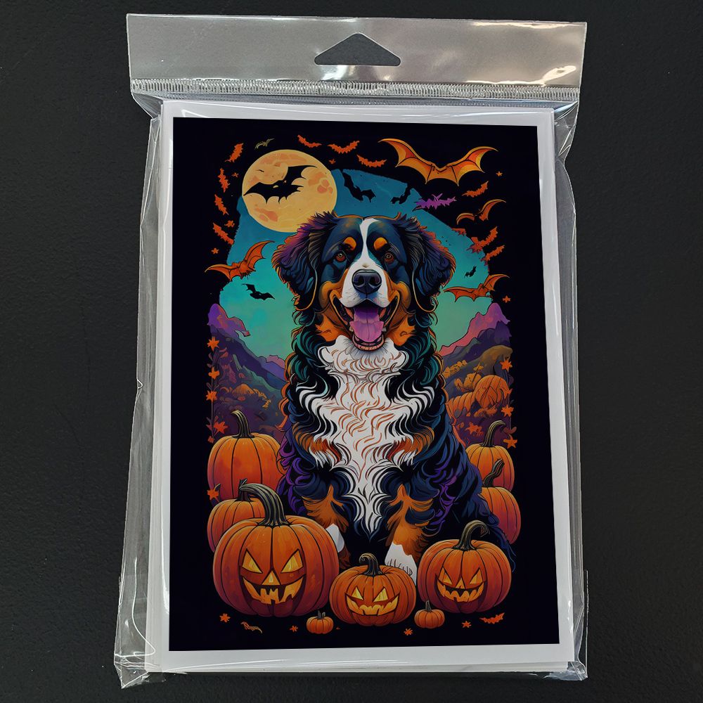 Bernese Mountain Dog Witchy Halloween Greeting Cards Pack of 8 Blank Cards with Envelopes Whimsical A7 Size 5x7 Blank Note Cards