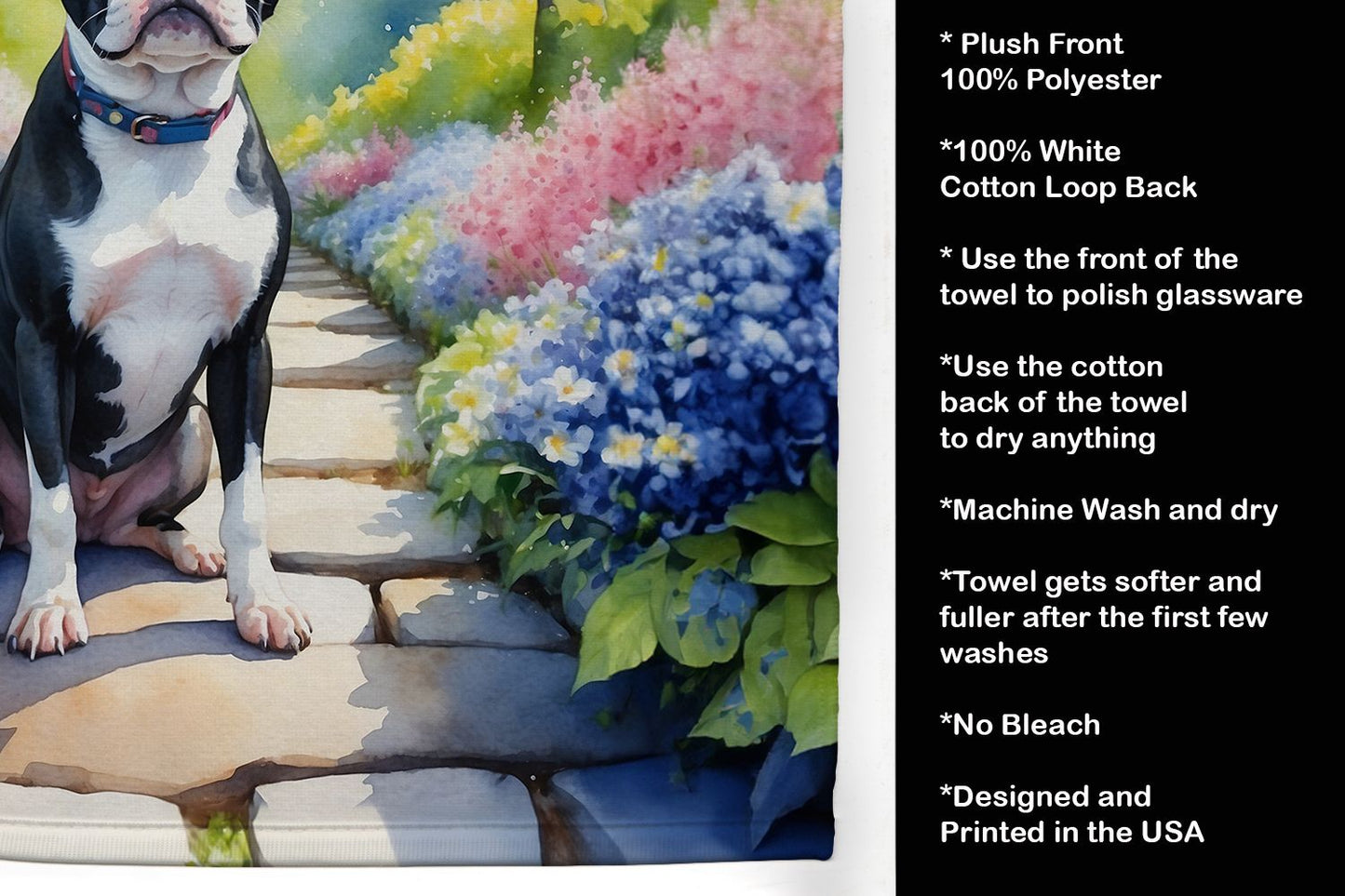 Boston Terrier Spring Path Kitchen Towel Dish Cloths Guest Hand Towel Decorative Bathroom Towel for Face,Tea, Dishcloth, Kitchen and Bath
