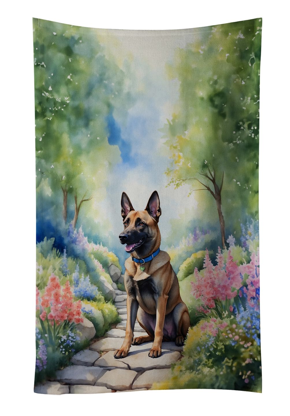 Belgian Malinois Spring Garden Kitchen Towel Dish Cloths Guest Hand Towel Decorative Bathroom Towel for Face,Tea, Dishcloth, Kitchen and Bath