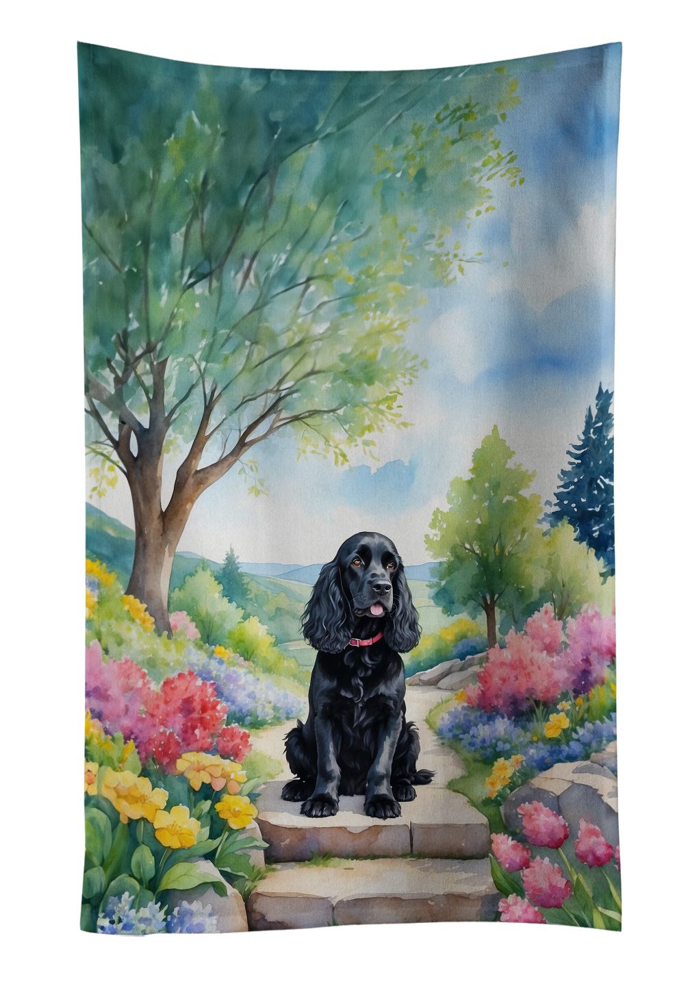 Cocker Spaniel Spring Path Kitchen Towel Dish Cloths Guest Hand Towel Decorative Bathroom Towel for Face,Tea, Dishcloth, Kitchen and Bath