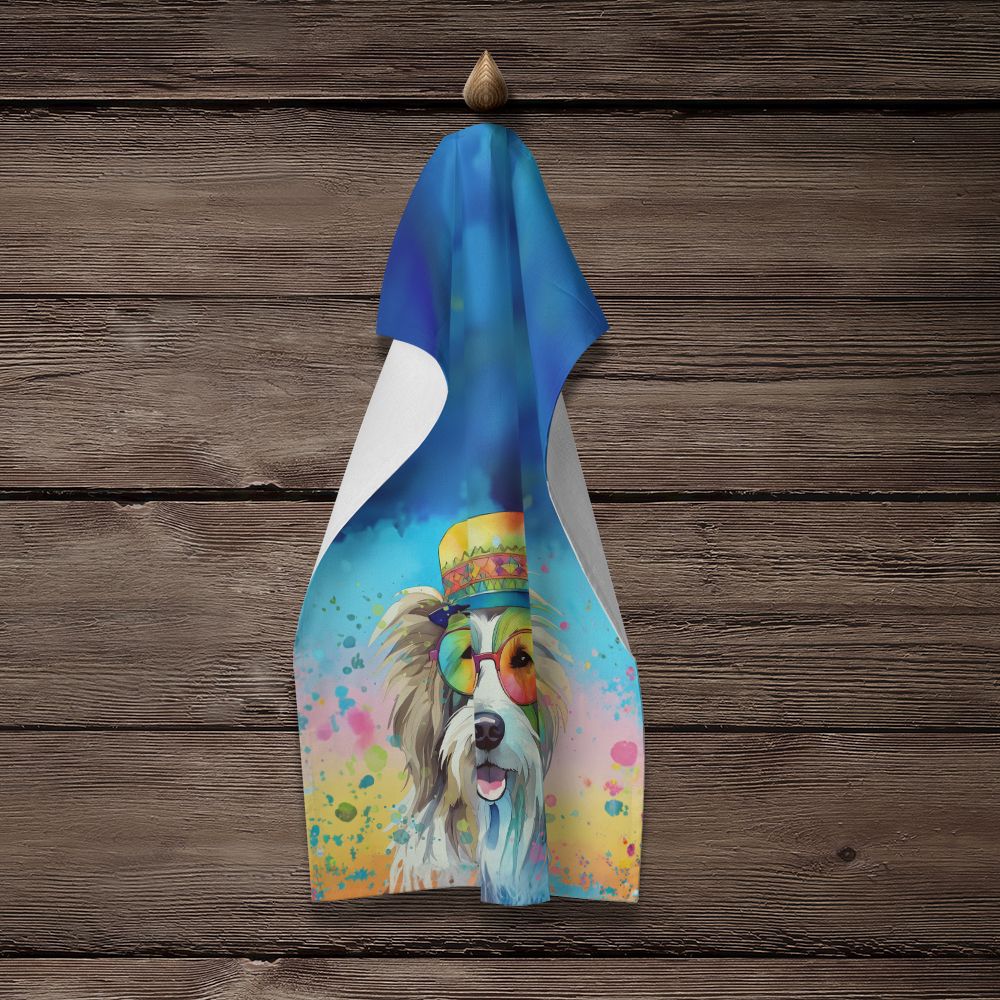 Bearded Collie Hippie Dawg Kitchen Towel Dish Cloths Guest Hand Towel Decorative Bathroom Towel for Face,Tea, Dishcloth, Kitchen and Bath