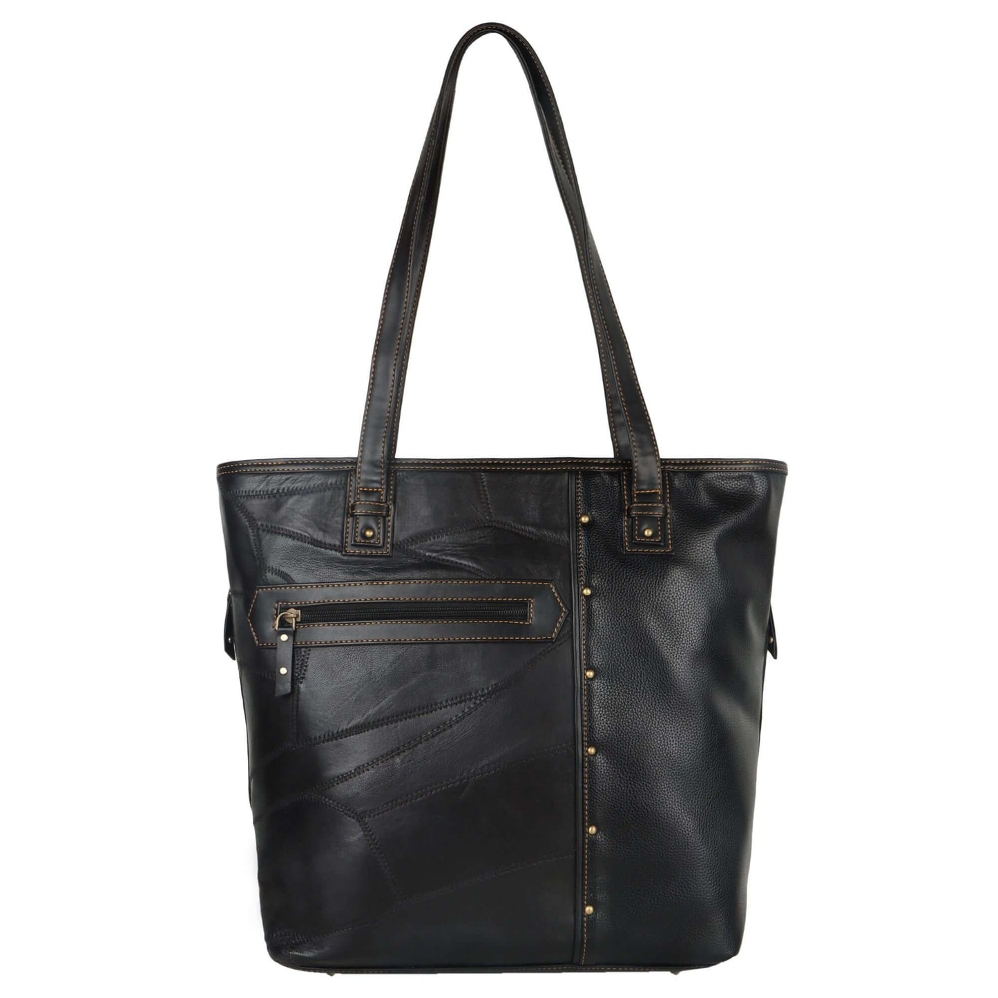 Evelyn Large Tote Shoulder Bag made with upcycled leather + premium vegan leather