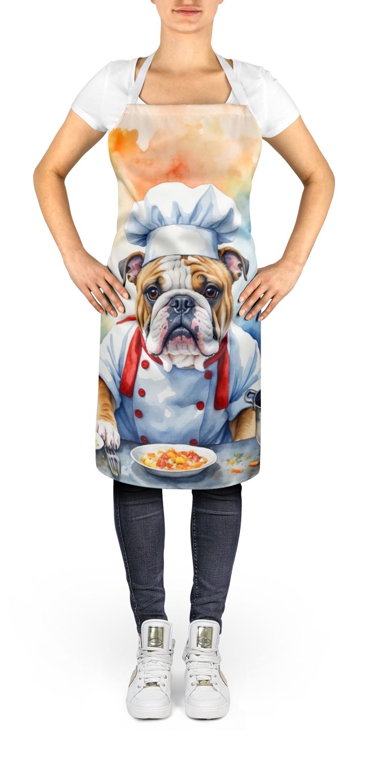 English Bulldog The Chef Apron Cooking Kitchen Server Baking Crafts Gardening for Adult Women Men, Unisex, Large, Multicolor