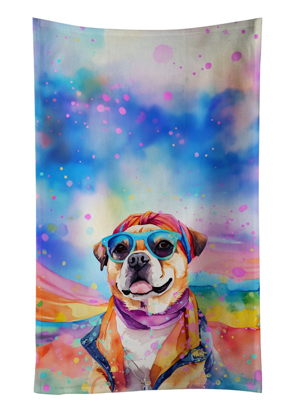 Pug Hippie Dawg Kitchen Towel Dish Cloths Guest Hand Towel Decorative Bathroom Towel for Face,Tea, Dishcloth, Kitchen and Bath