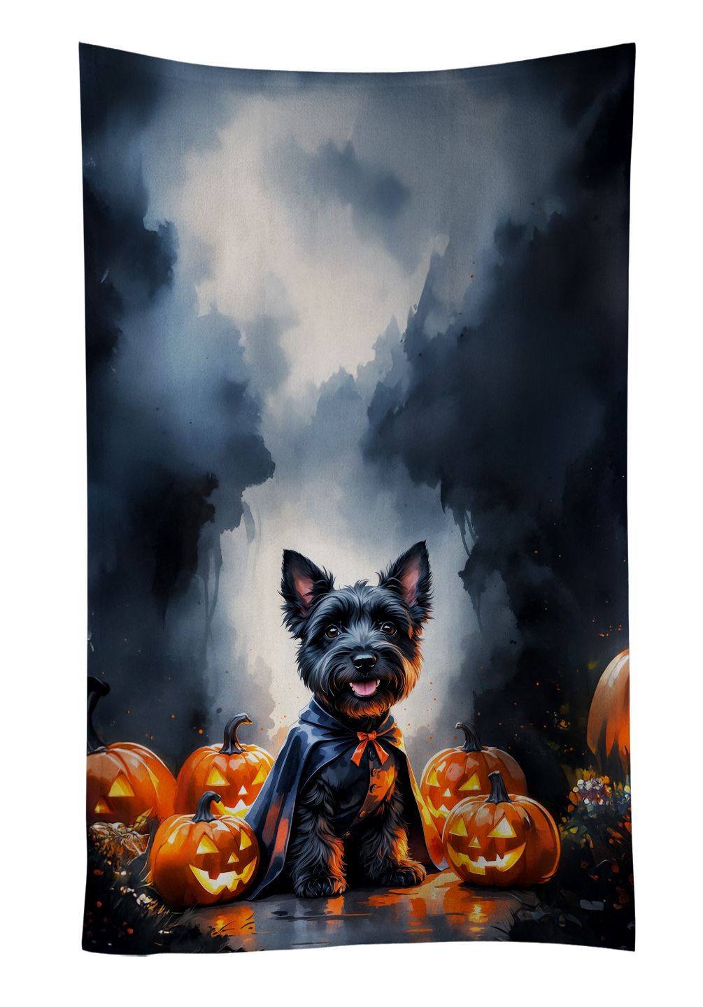 Scottish Terrier Puppy Halloween Kitchen Towel Dish Cloths Guest Hand Towel Decorative Bathroom Towel for Face,Tea, Dishcloth, Kitchen and Bath