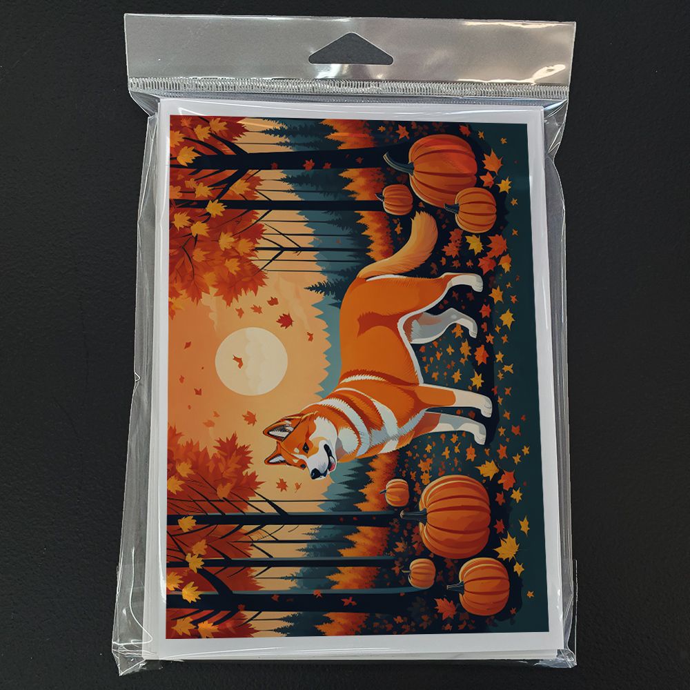 Akita Fall Greeting Cards Pack of 8 Blank Cards with Envelopes Whimsical A7 Size 5x7 Blank Note Cards