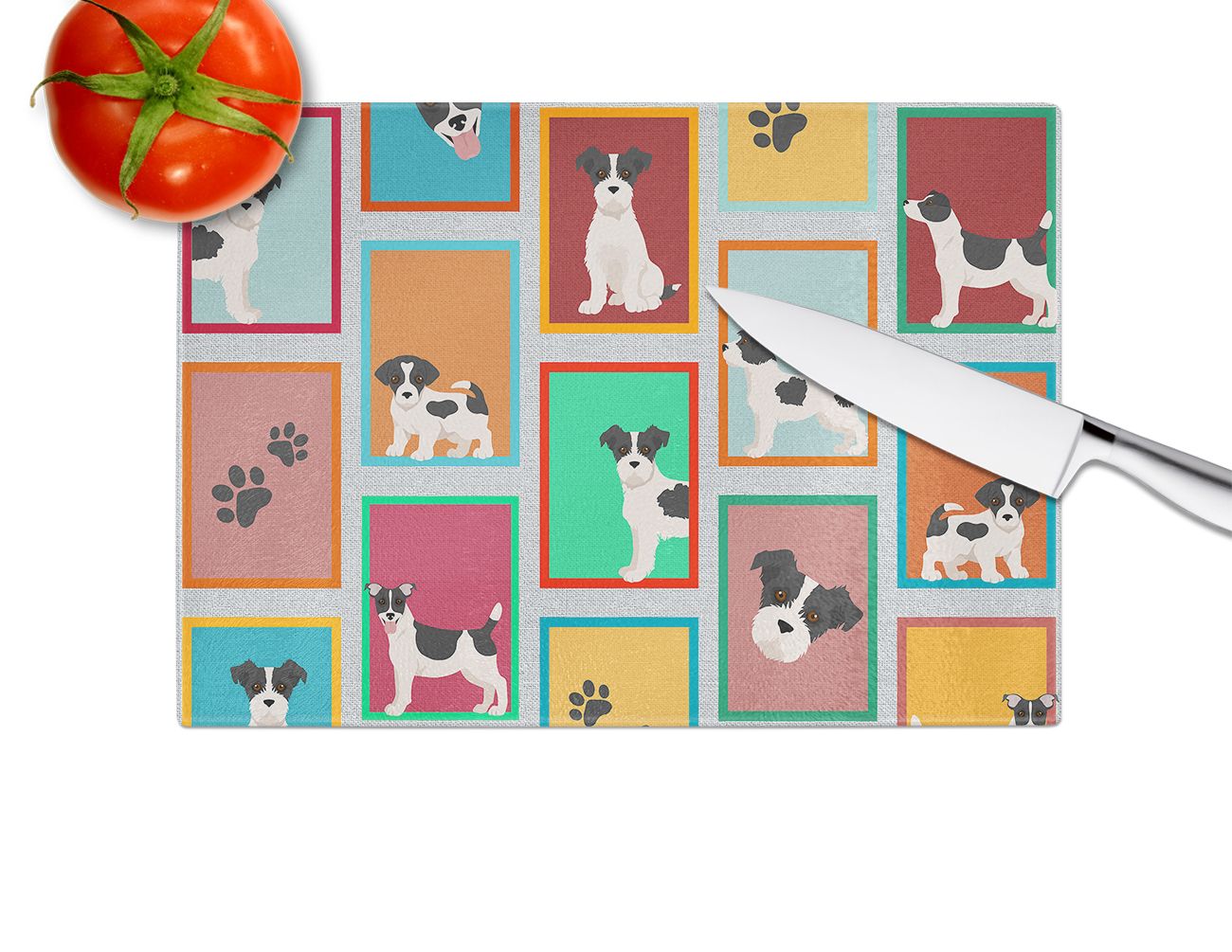 NEW Lots of Jack Russell Terrier Glass Cutting Board Decorative Tempered Glass Kitchen Cutting and Serving Board Large Size Chopping Board