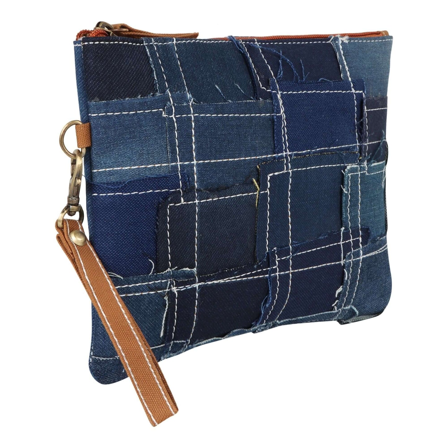 Max Patchwork Denim Wristlet