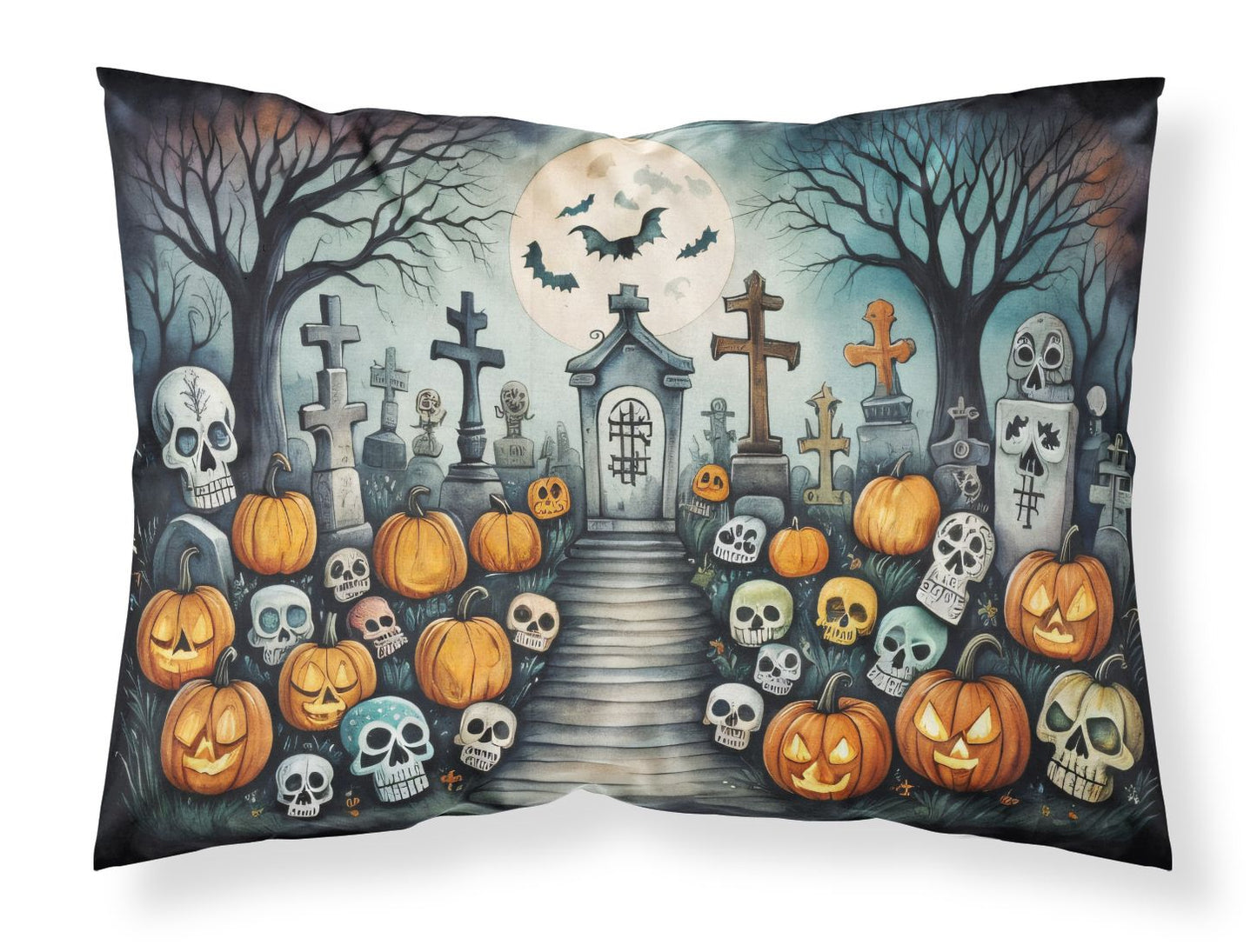 Calaveras Sugar Skulls Spooky Halloween Standard Pillowcase Lightweight Super Soft Easy Care Decorative Artwork Pillowcase, Standard